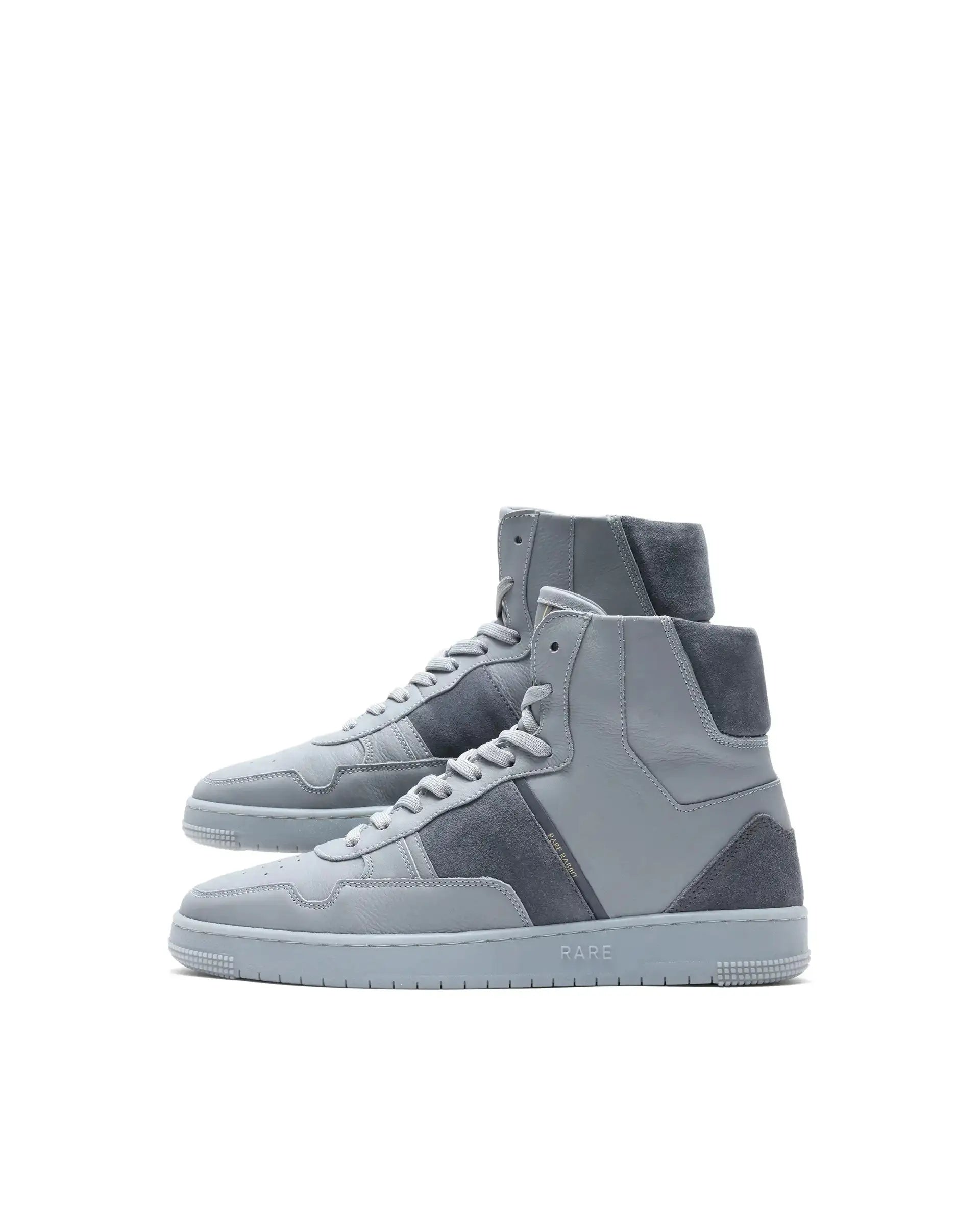 Rare Rabbit Men's Dist Grey Leather Lace-Up Closure High-Top Sneaker