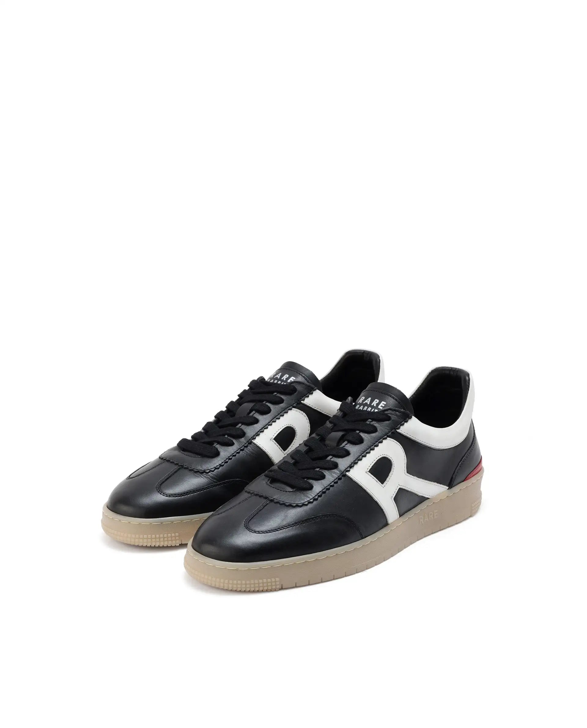 Rare Rabbit Men's Dorset Pro Black Genuine Leather Shoes Low-Top Lace-Up Dual Tone Sneaker Shoes
