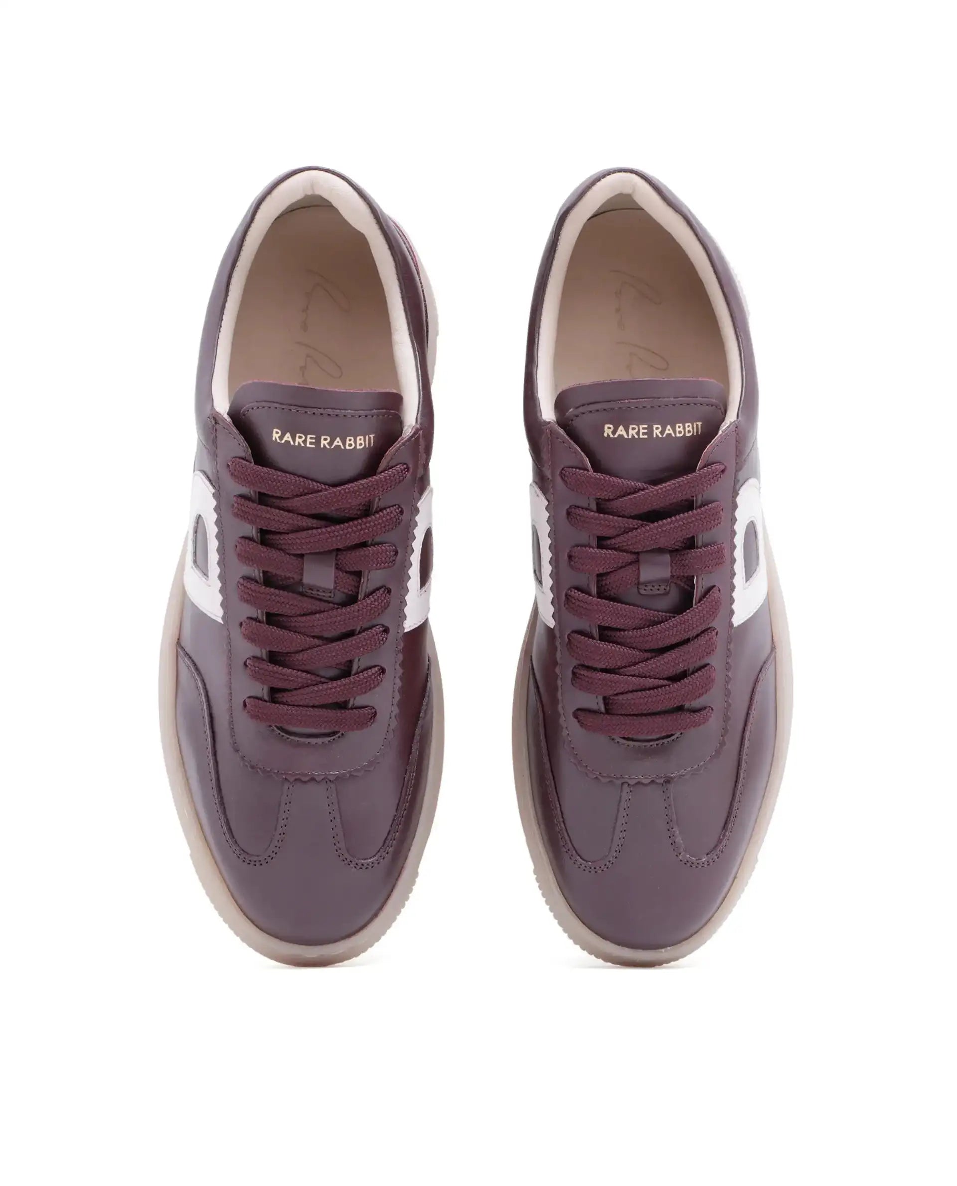 Rare Rabbit Men Dorset Pro Burgundy Genuine Leather Shoes Low-Top Lace-Up Dual Tone Sneaker Shoes