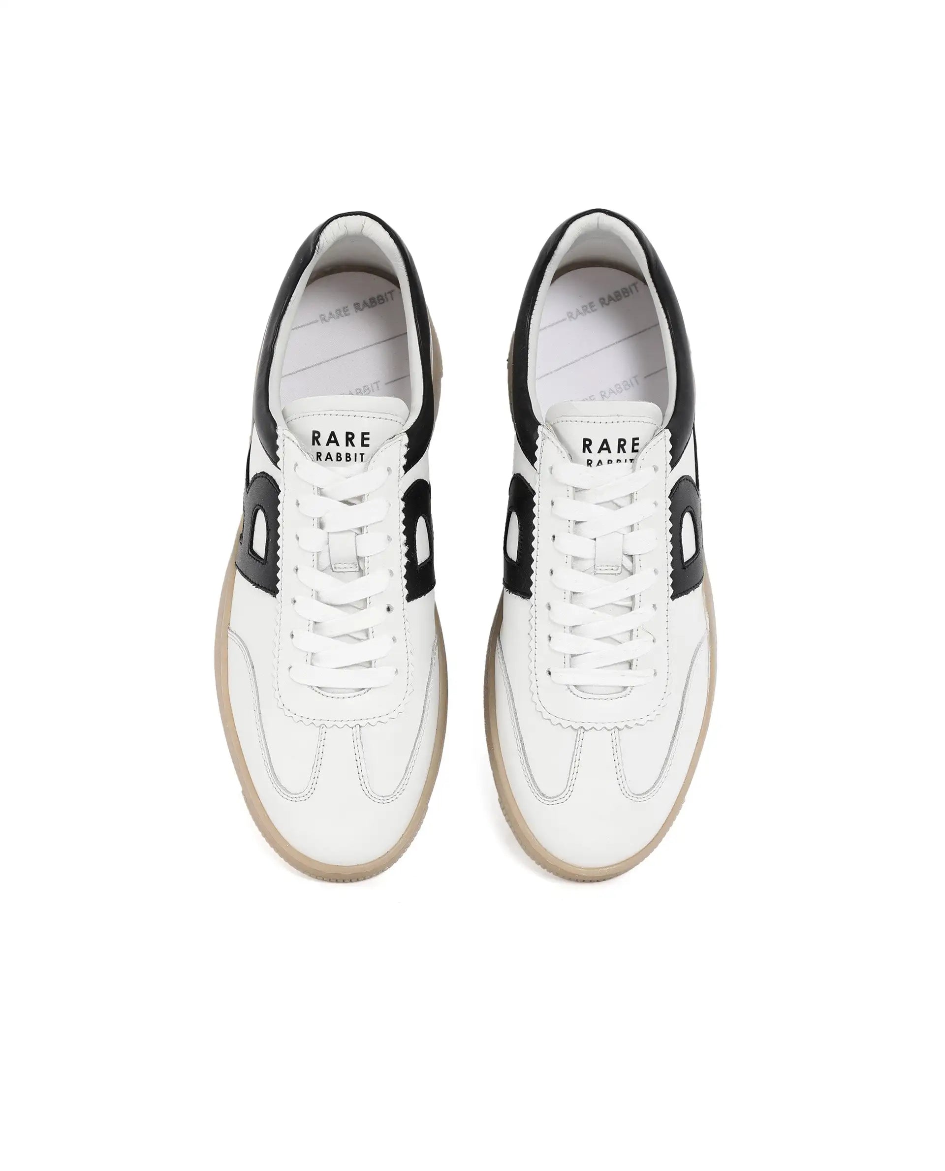 Rare Rabbit Men's Dorset Pro White Genuine Leather Shoes Low-Top Lace-Up Dual Tone Sneaker Shoes