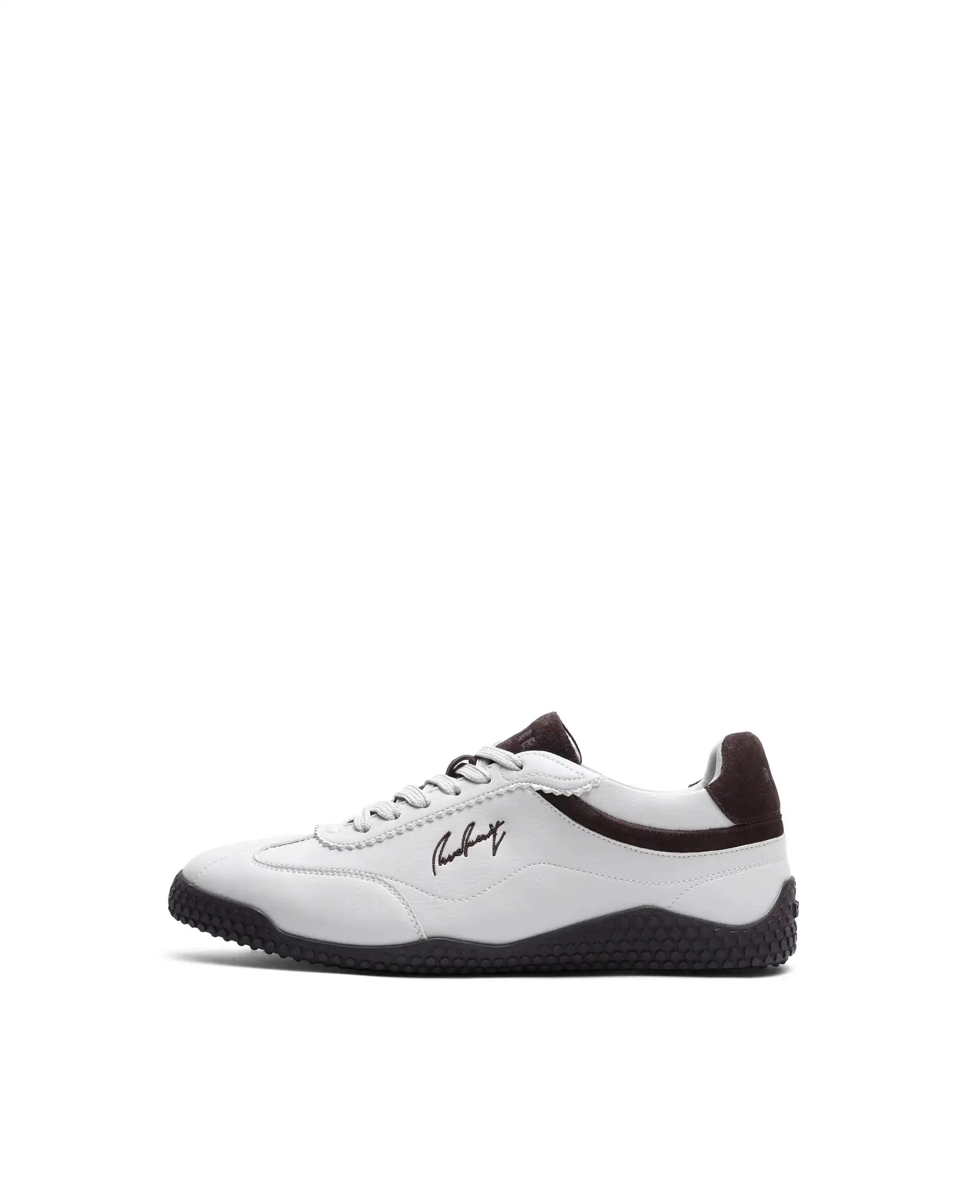 Rare Rabbit Men's Echo Beige Micro Leather Sneaker