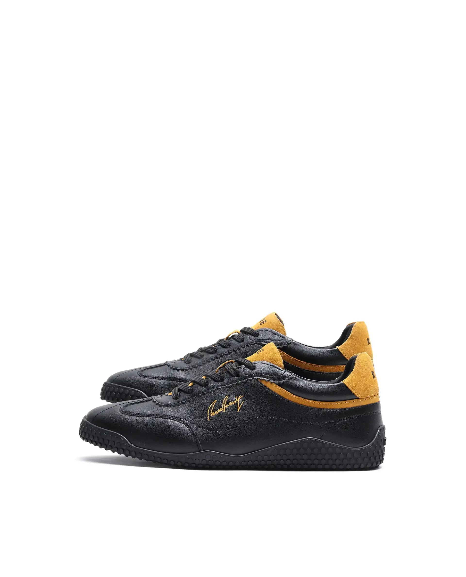 Rare Rabbit Men's Echo Black Micro Leather Sneaker