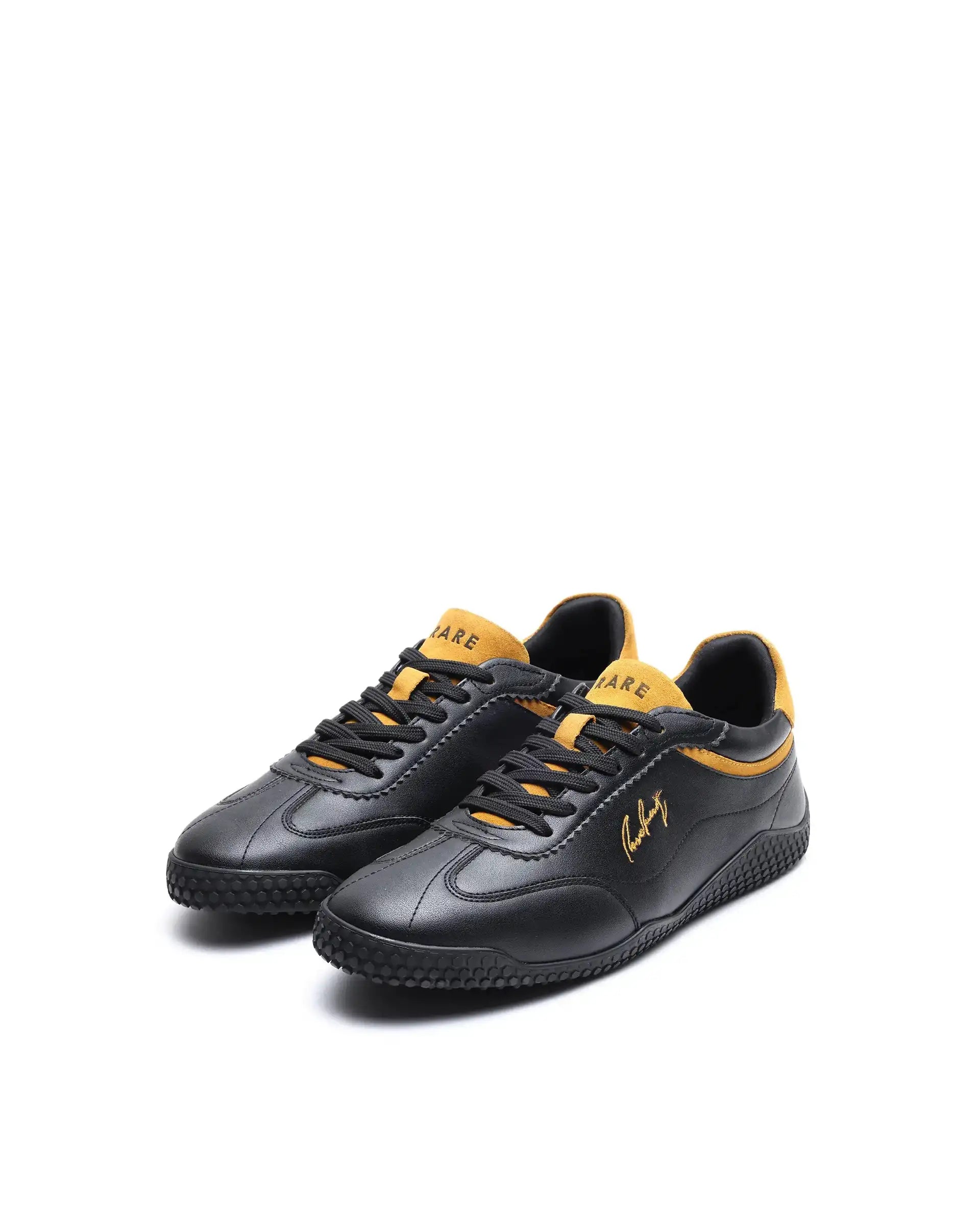 Rare Rabbit Men's Echo Black Micro Leather Sneaker