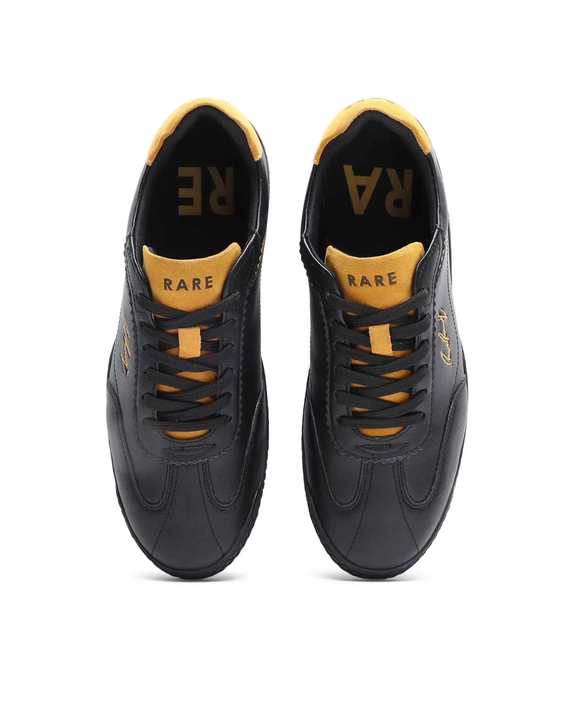 Rare Rabbit Men's Echo Black Micro Leather Sneaker