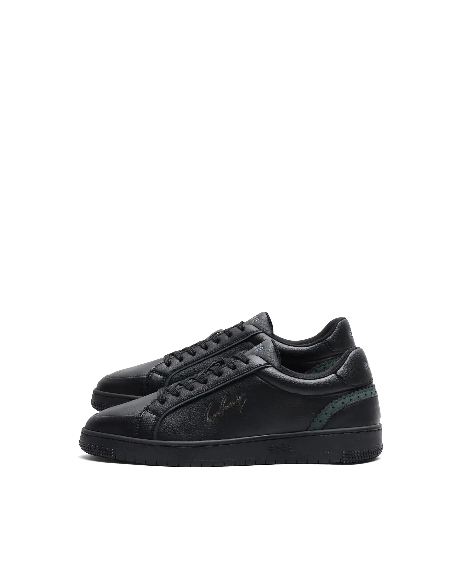 Rare Rabbit Men's Elleo Black Micro Leather Sneaker