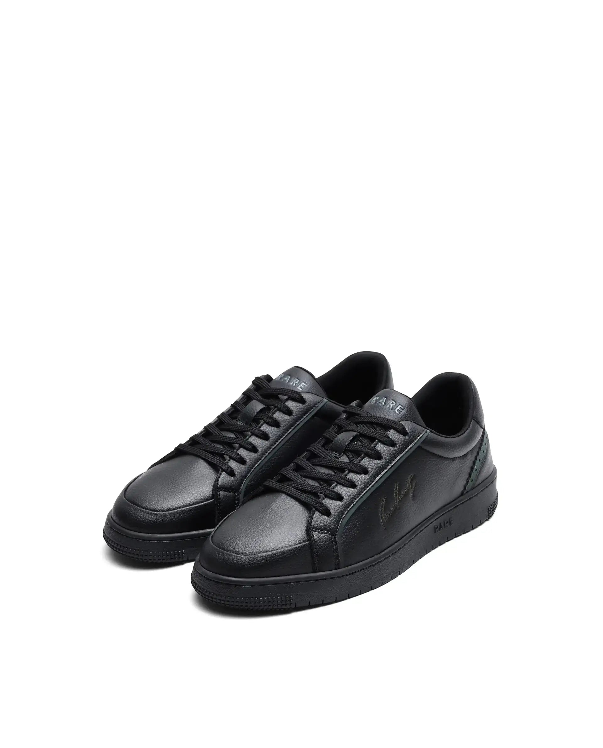 Rare Rabbit Men's Elleo Black Micro Leather Sneaker