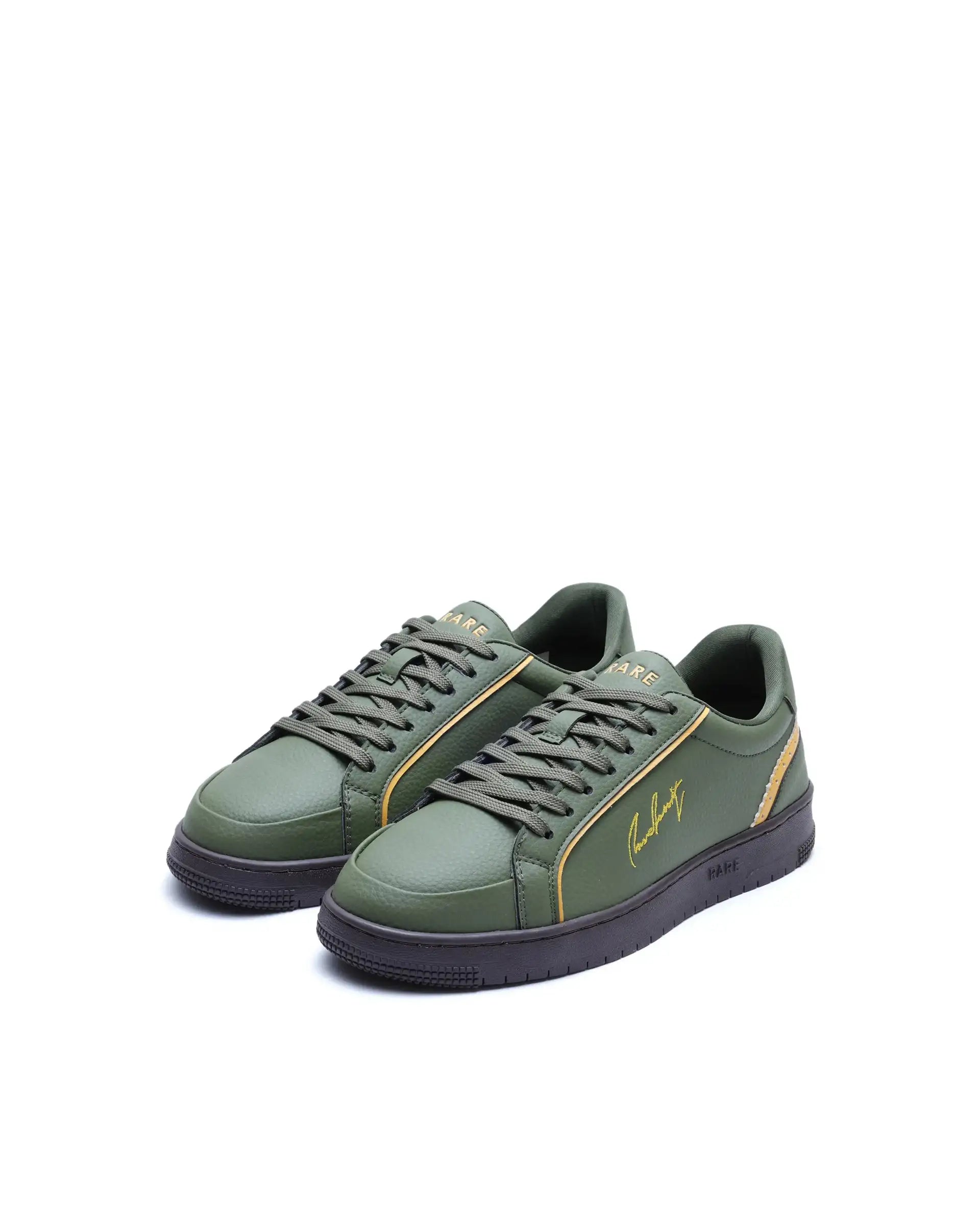Rare Rabbit Men's Elleo Olive Micro Leather Sneaker