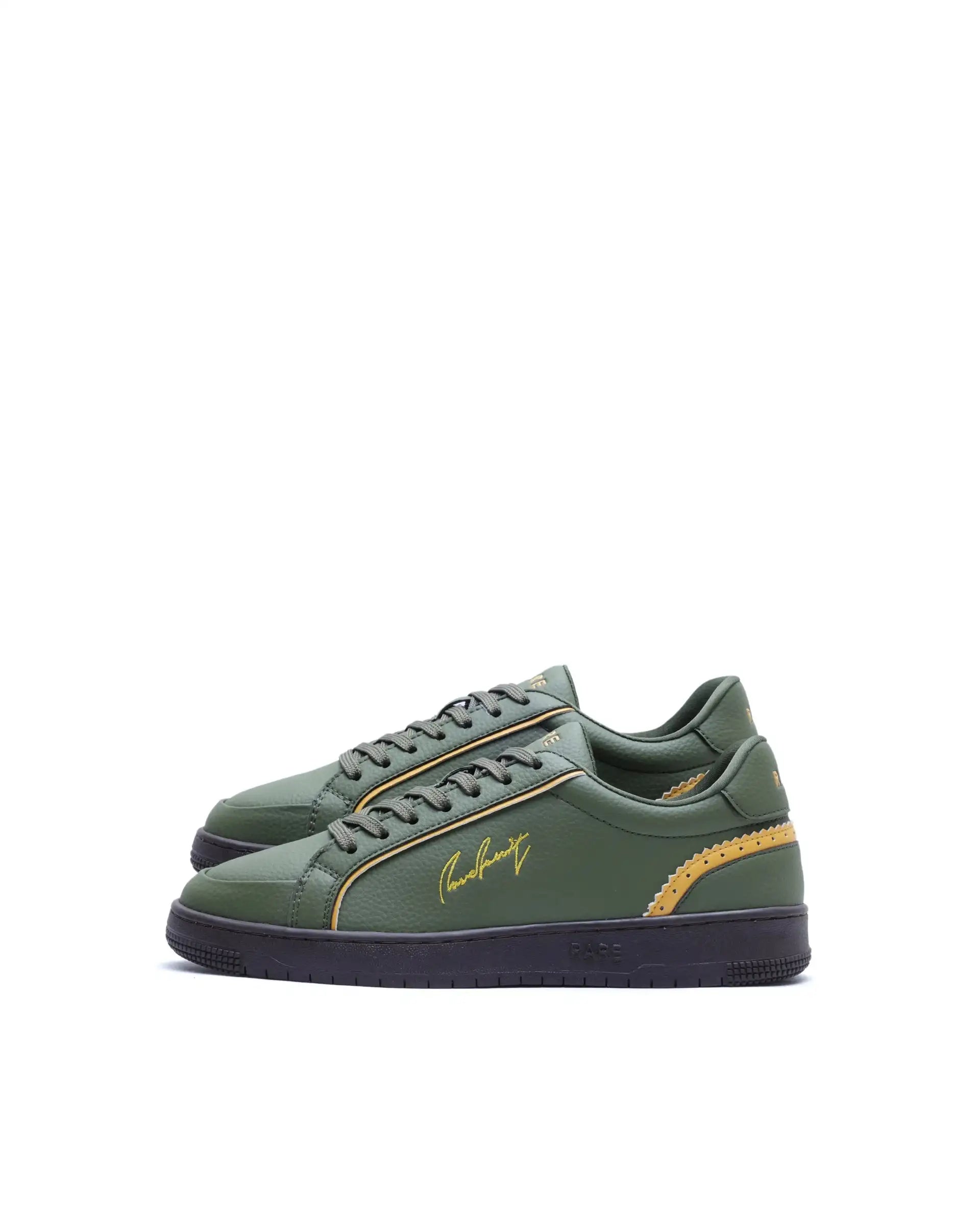 Rare Rabbit Men's Elleo Olive Micro Leather Sneaker