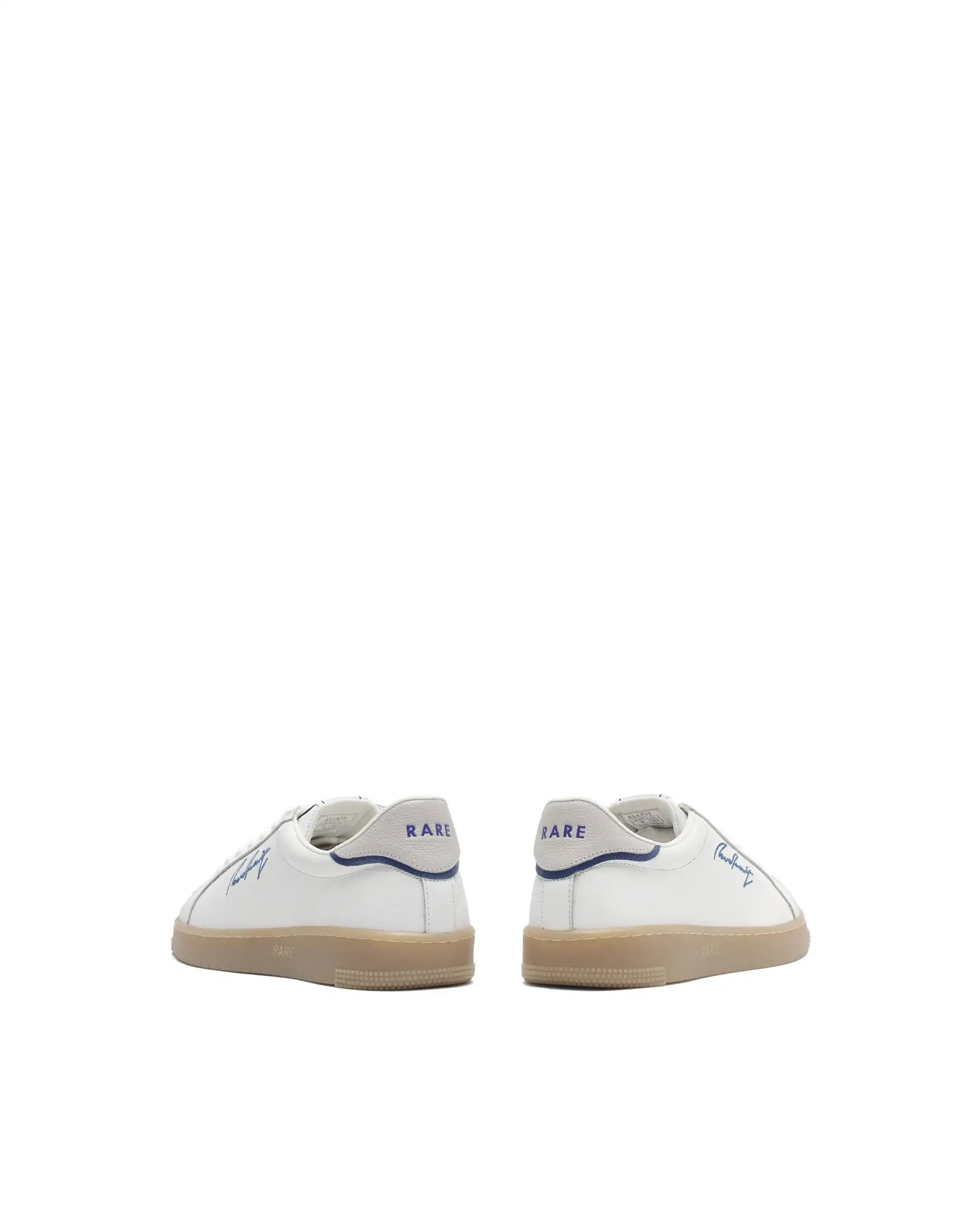 Rare Rabbit Men Elliot White Genuine Leather Embroidered Signature Low-Top Lace-Up Closure Sneaker
