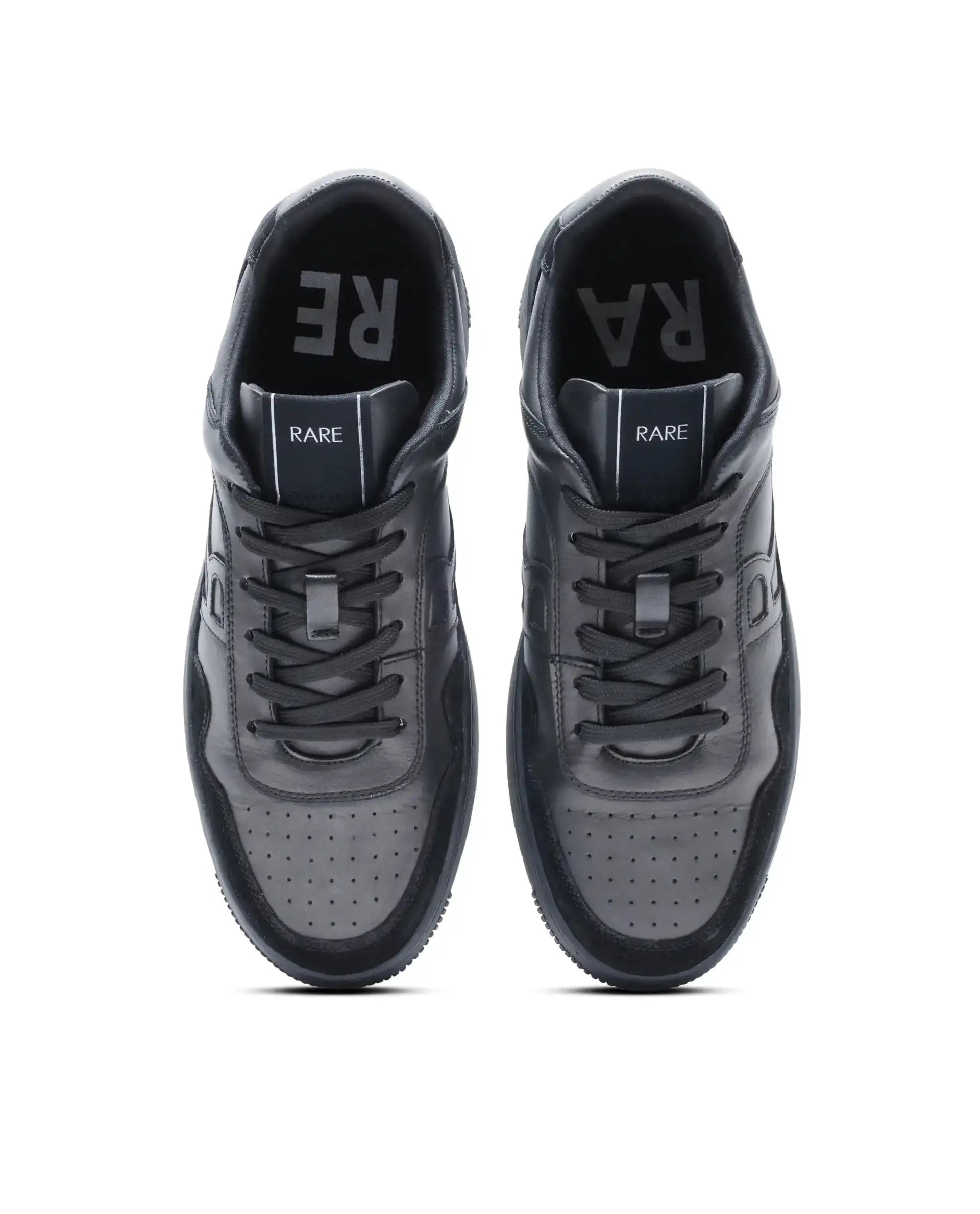Rare Rabbit Men's Elysium Dark Black Leather Lace-Up Closure Sneaker