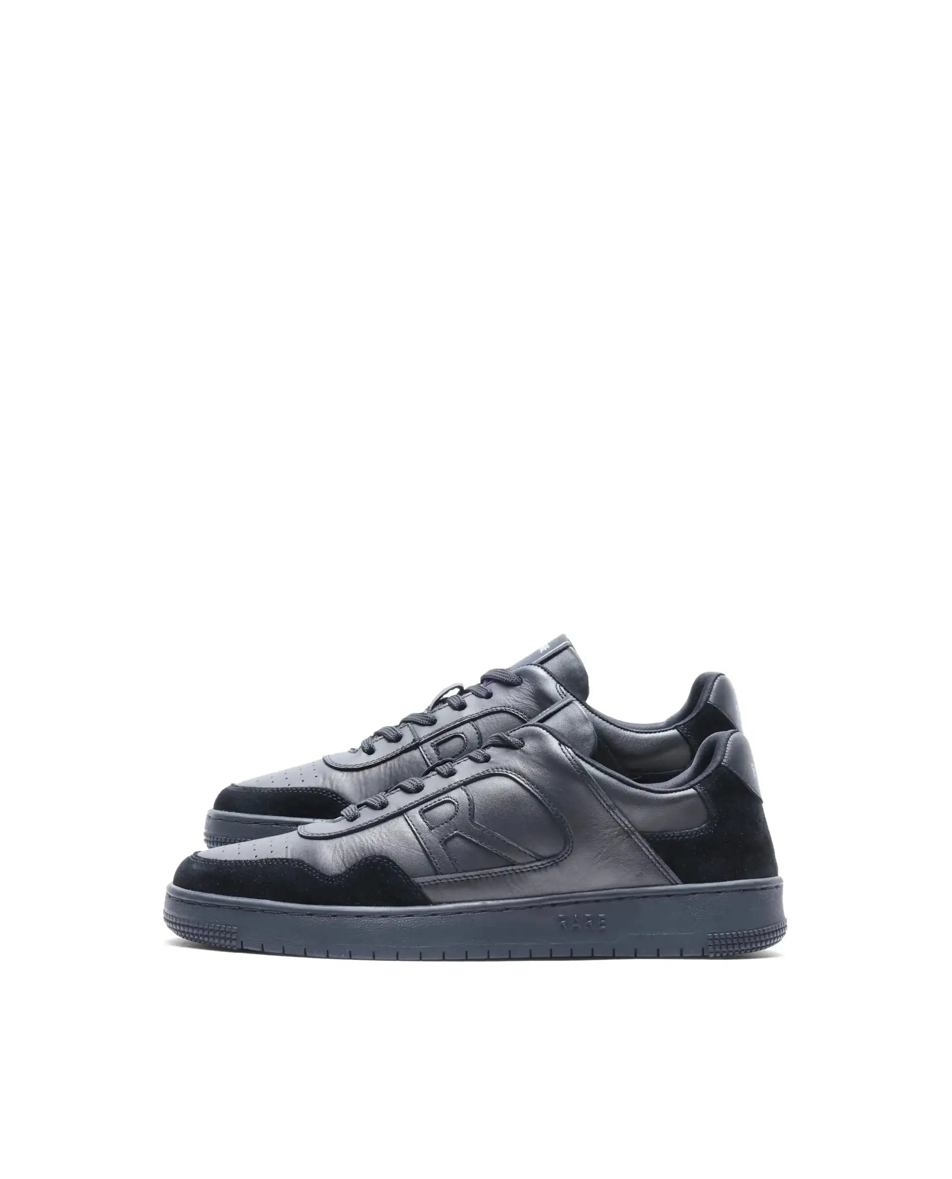 Rare Rabbit Men's Elysium Dark Black Leather Lace-Up Closure Sneaker