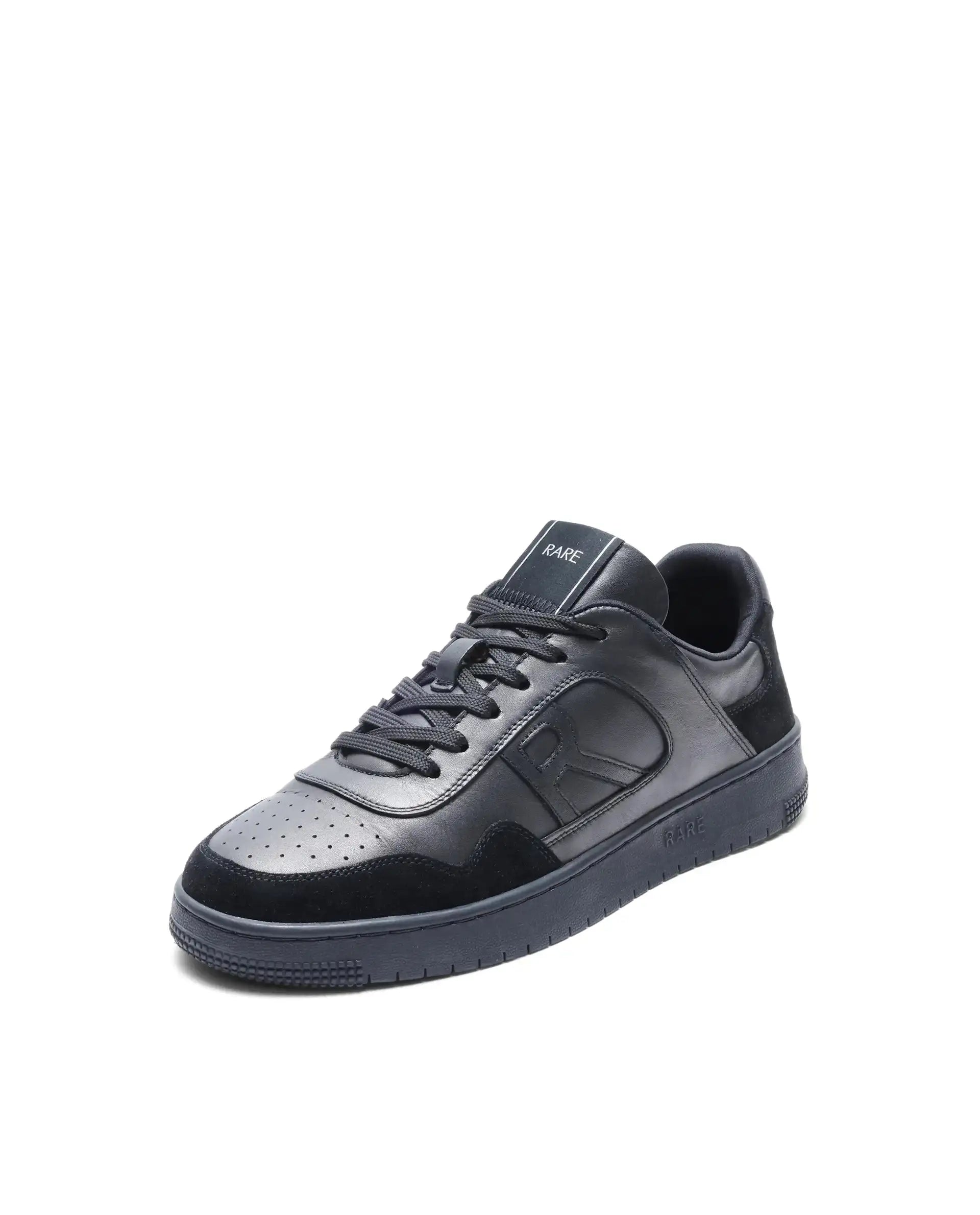 Rare Rabbit Men's Elysium Dark Black Leather Lace-Up Closure Sneaker