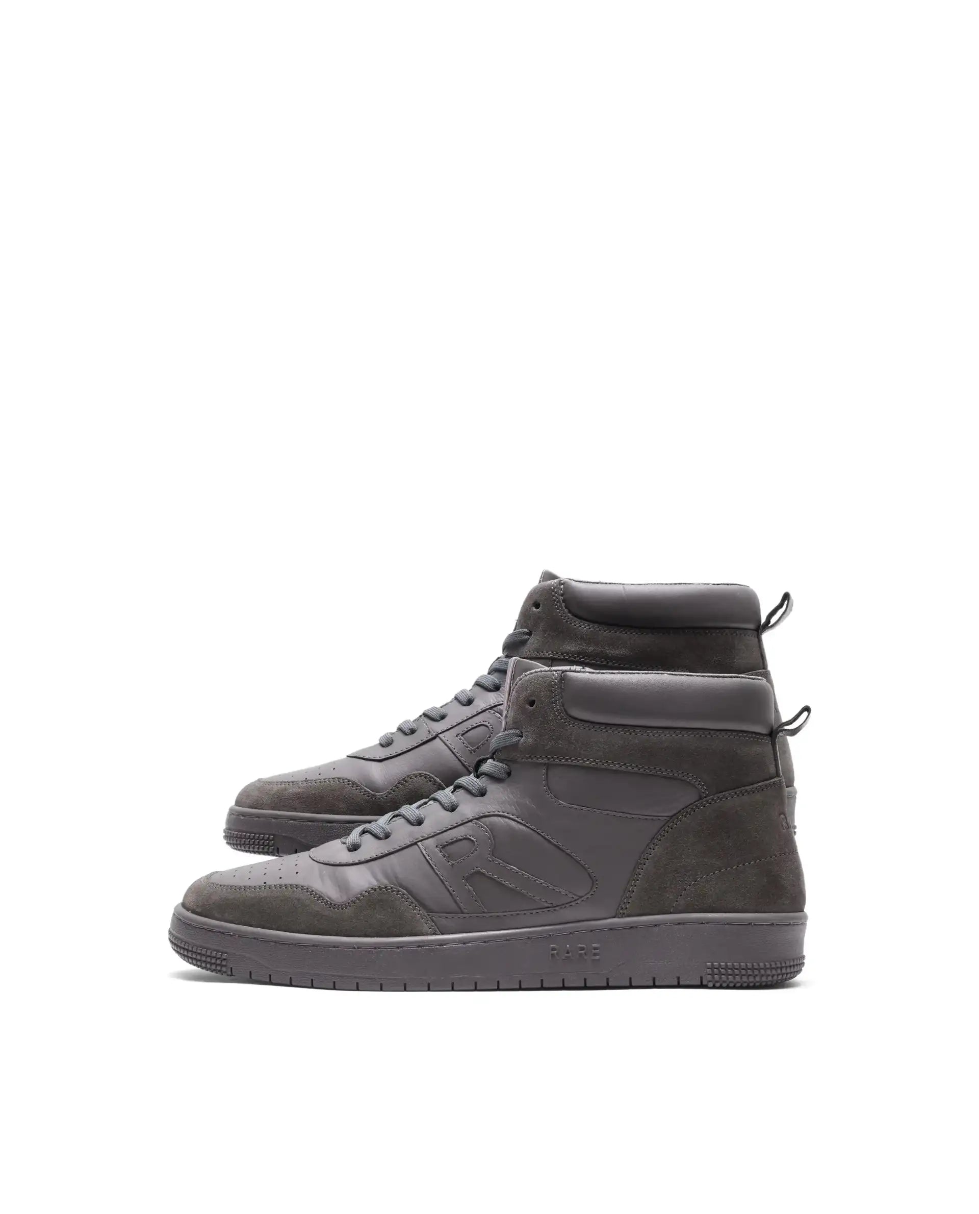 Rare Rabbit Men's Elysium High Dark Grey Leather Lace-Up Closure Hi-Top Sneaker