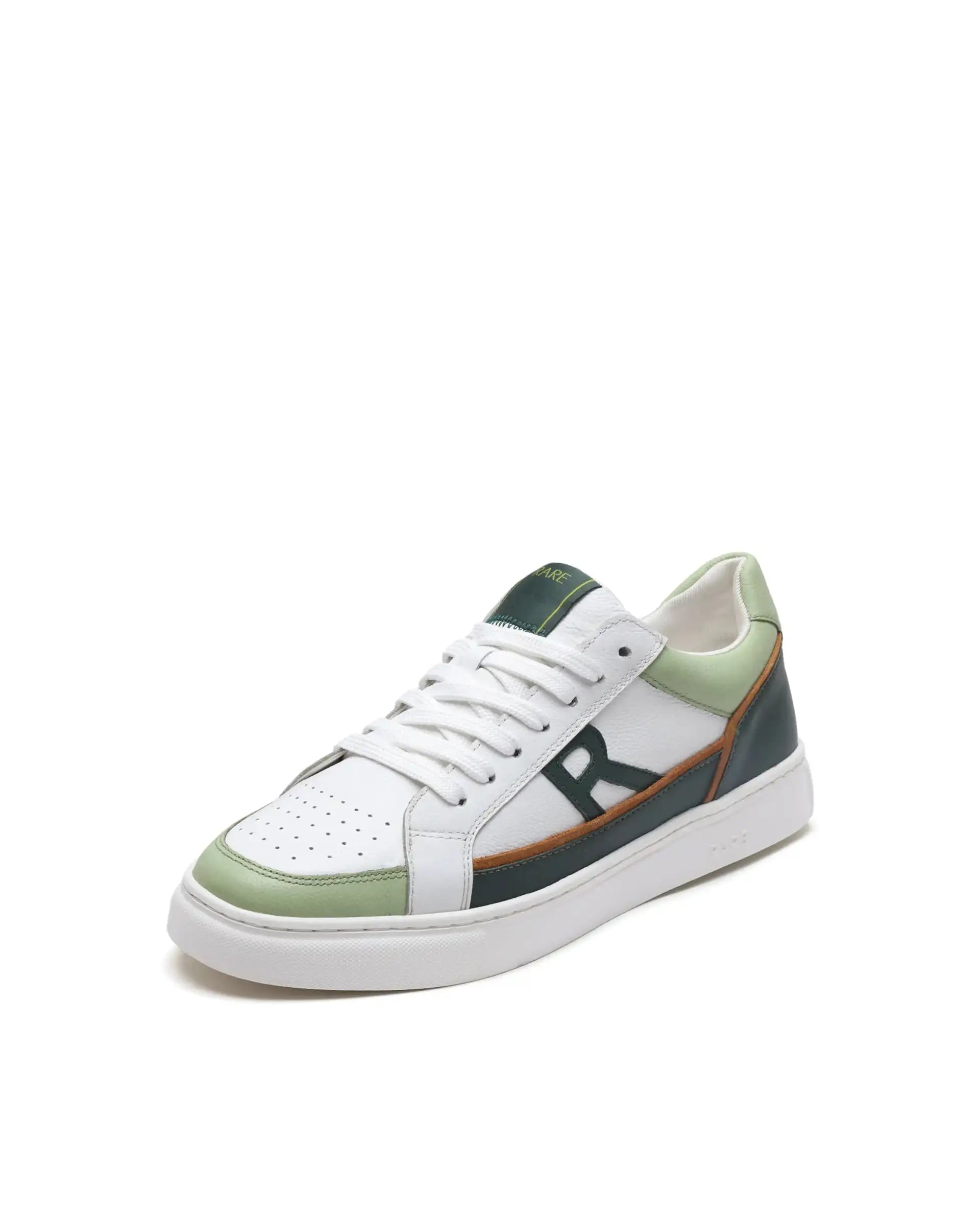 Rare Rabbit Men's Enzo Green Leather Lace-Up Closure Sneaker