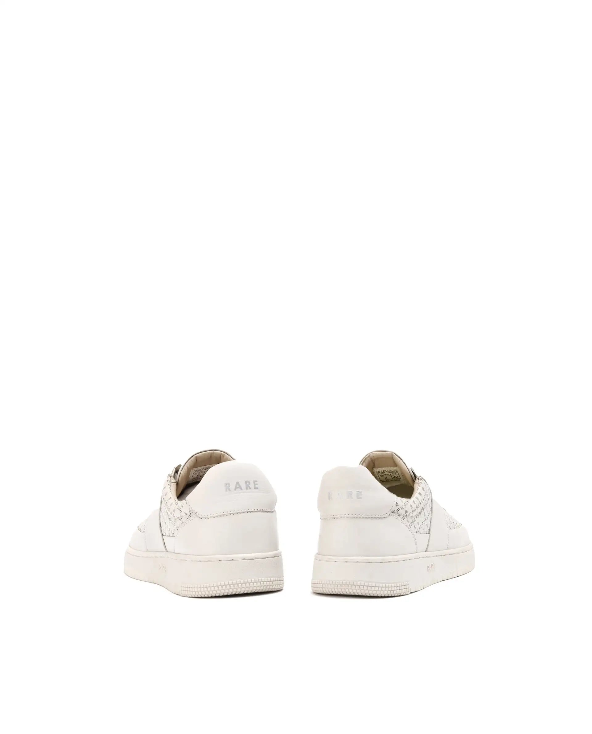 Rare Rabbit Men's Galileo Stellar Ivory Genuine Leather Monogram Print Low-Top Sneaker Shoes