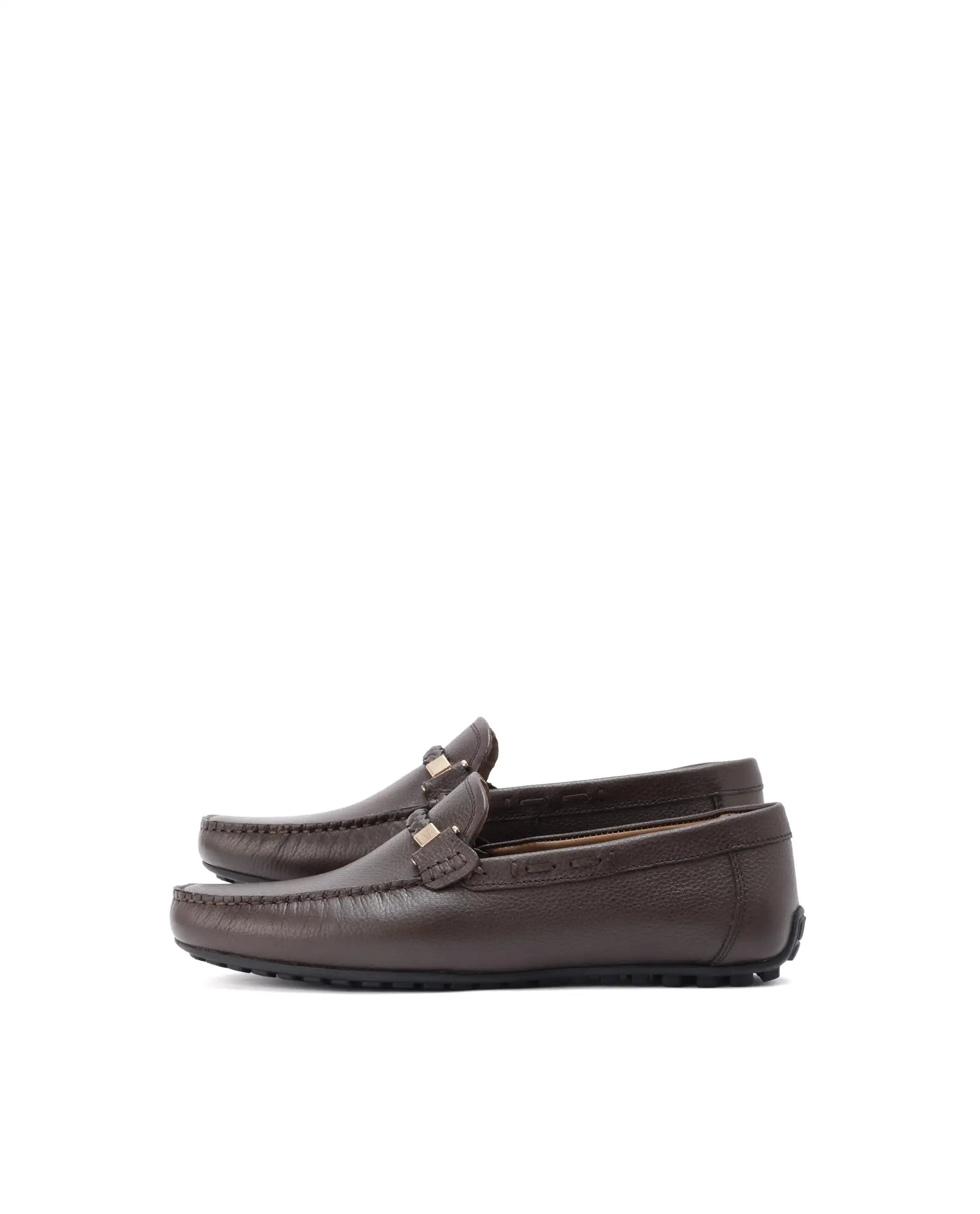 Rare Rabbit Men's Grain Brown Slip-On Genuine Milled Leather Driving Moccasin