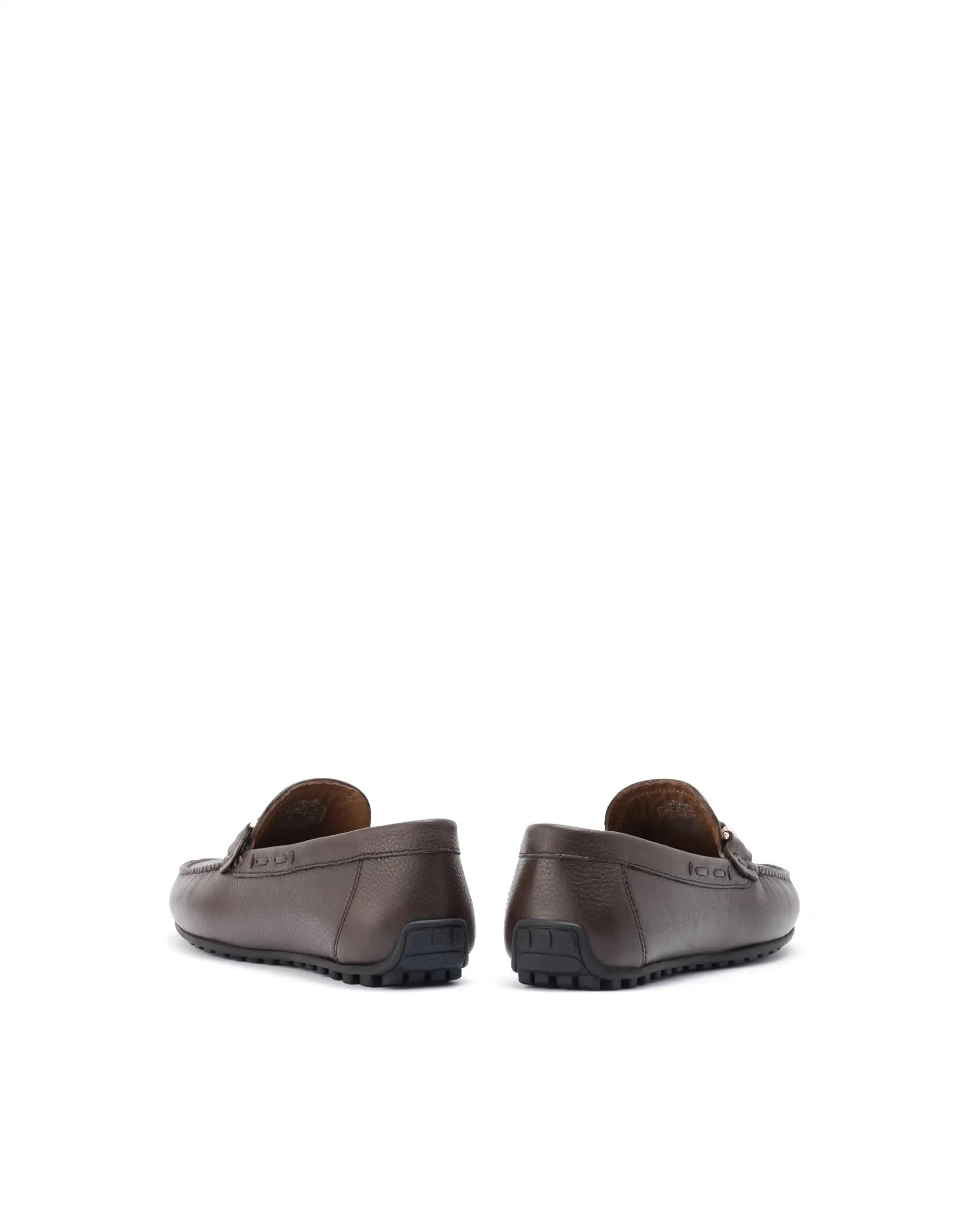 Rare Rabbit Men's Grain Brown Slip-On Genuine Milled Leather Driving Moccasin