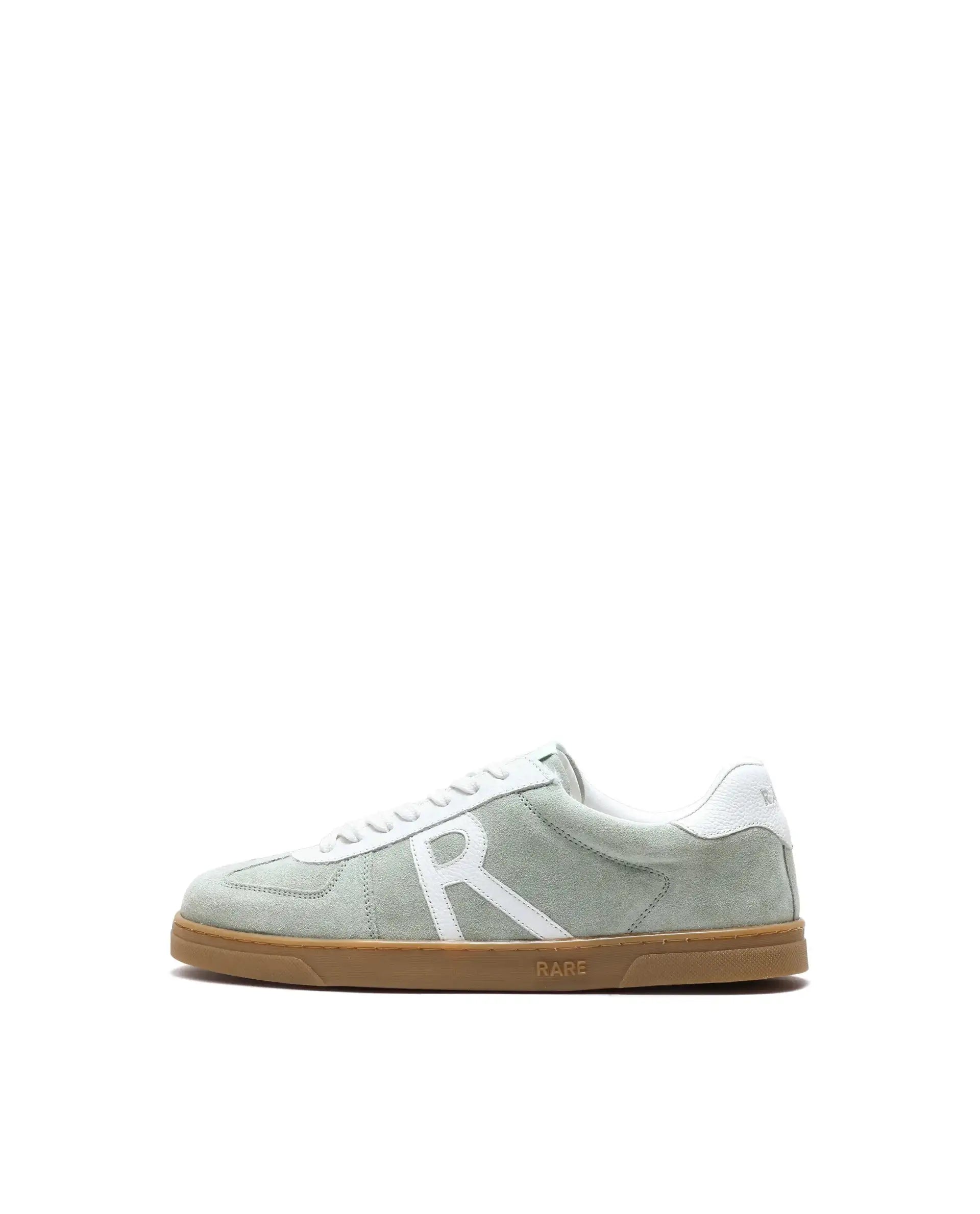 Rare Rabbit Men's Greg Light Sage Lace-Up Closure Suede Sneaker