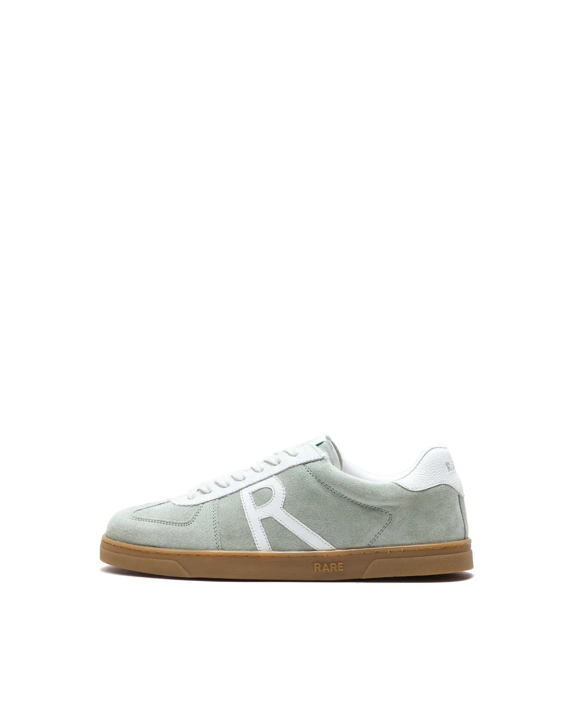 Rare Rabbit Men's Greg Light Sage Lace-Up Closure Suede Sneaker