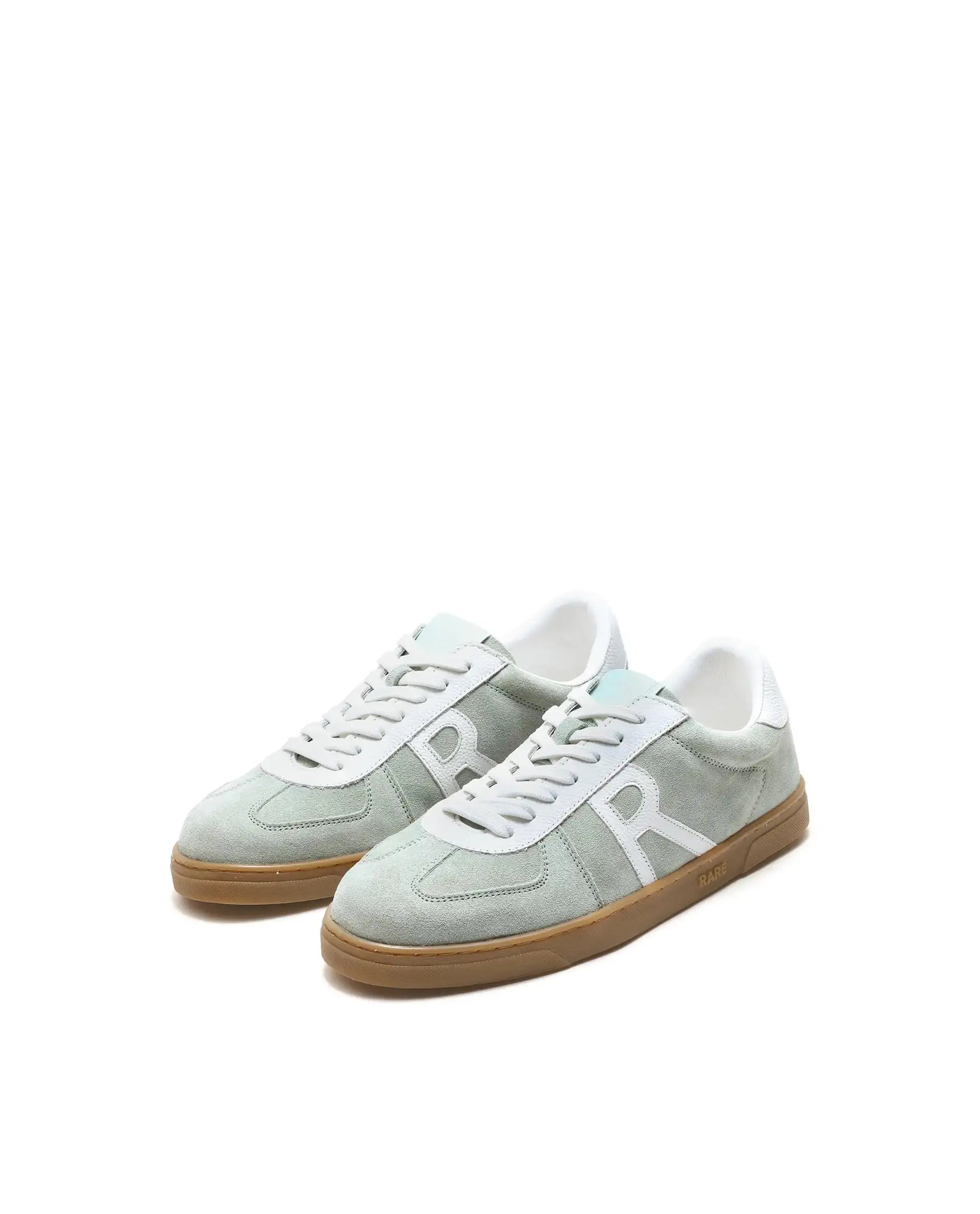 Rare Rabbit Men's Greg Light Sage Lace-Up Closure Suede Sneaker