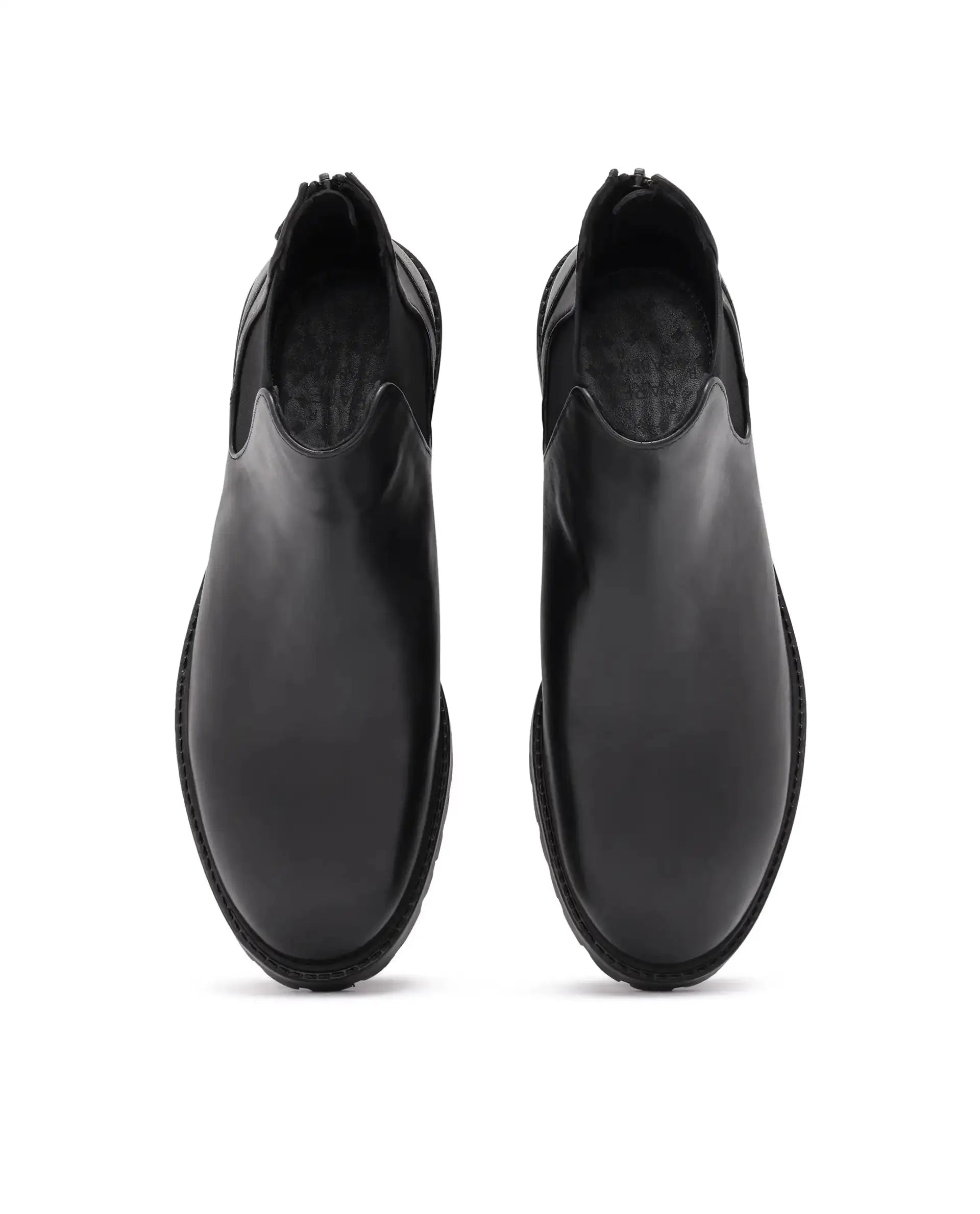Rare Rabbit Men's Gum-1 Black Leather Fabric Chelsea Boots