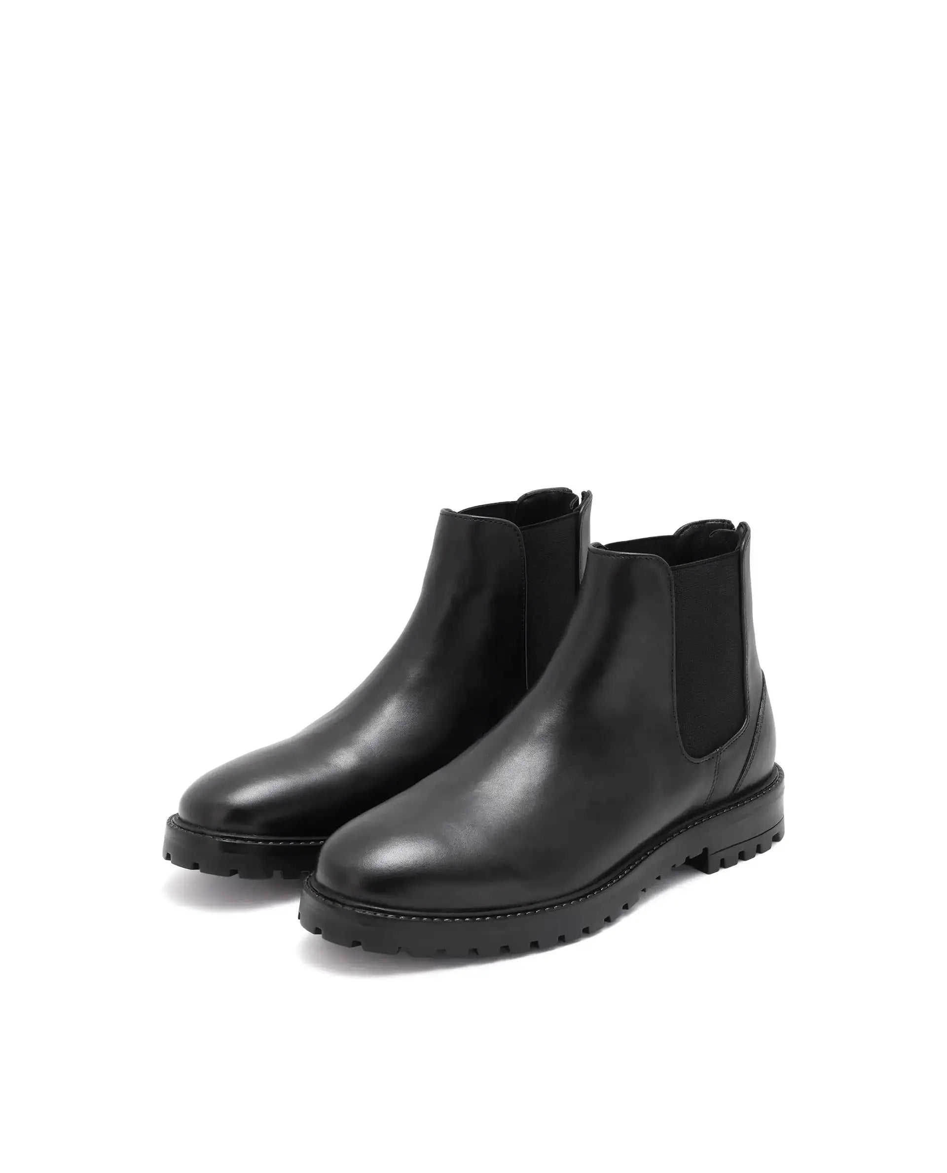 Rare Rabbit Men's Gum-1 Black Leather Fabric Chelsea Boots