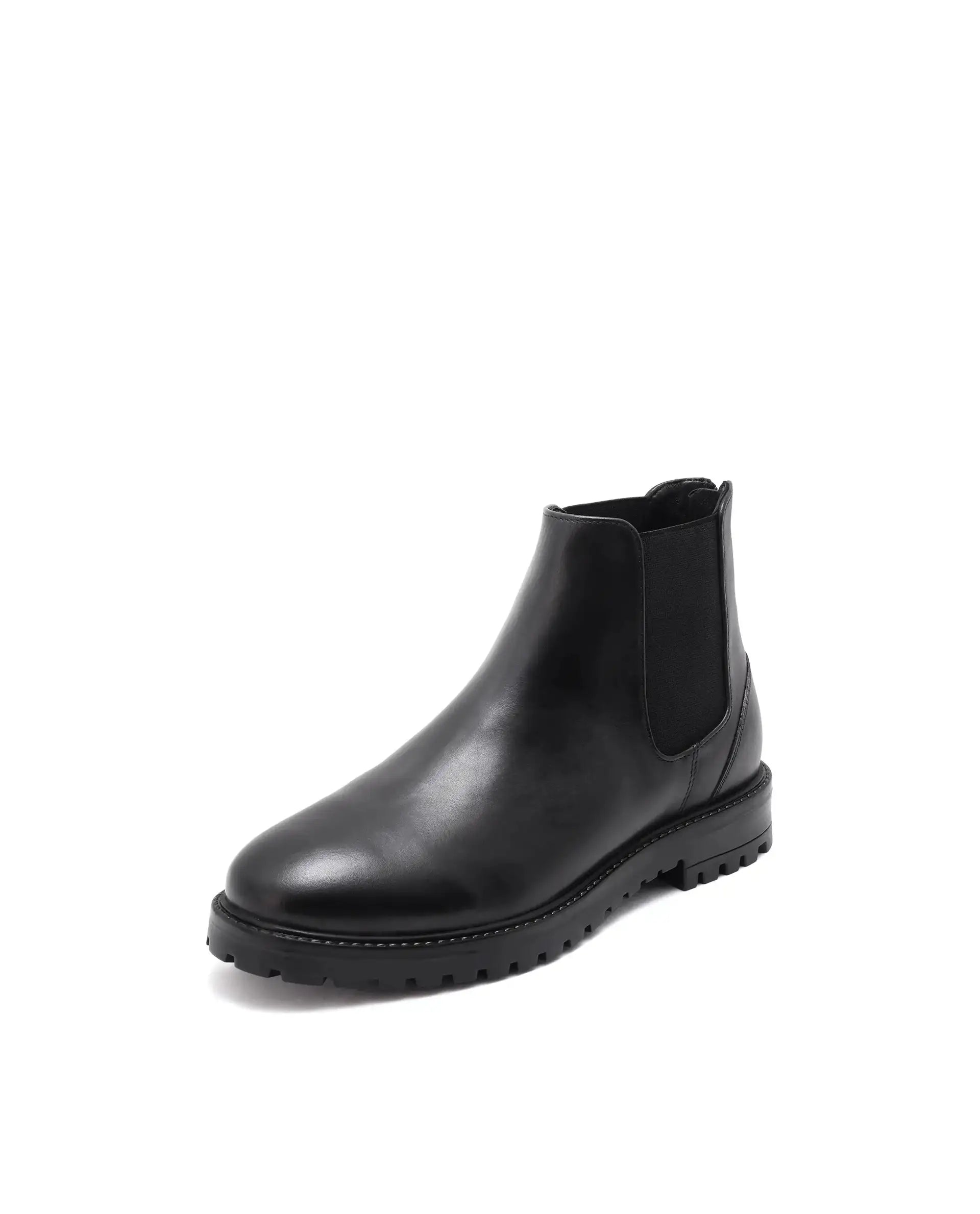 Rare Rabbit Men's Gum-1 Black Leather Fabric Chelsea Boots