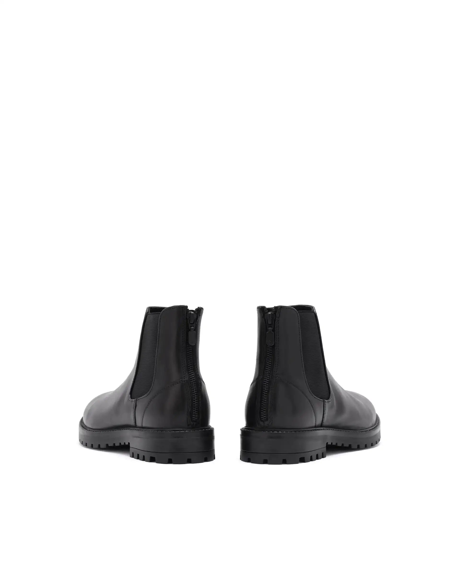 Rare Rabbit Men's Gum-1 Black Leather Fabric Chelsea Boots