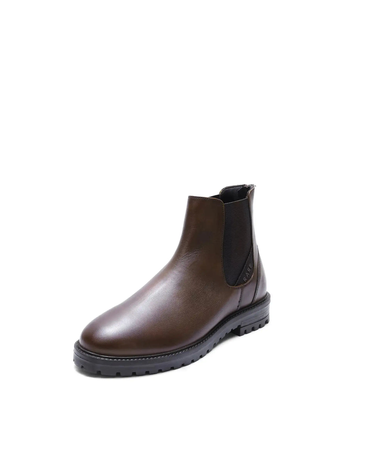Rare Rabbit Men's Gum-1 Brown Leather Fabric Chelsea Boots