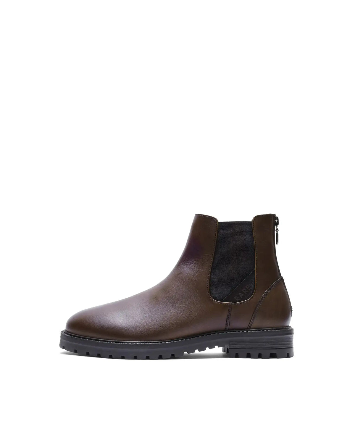 Rare Rabbit Men's Gum-1 Brown Leather Fabric Chelsea Boots