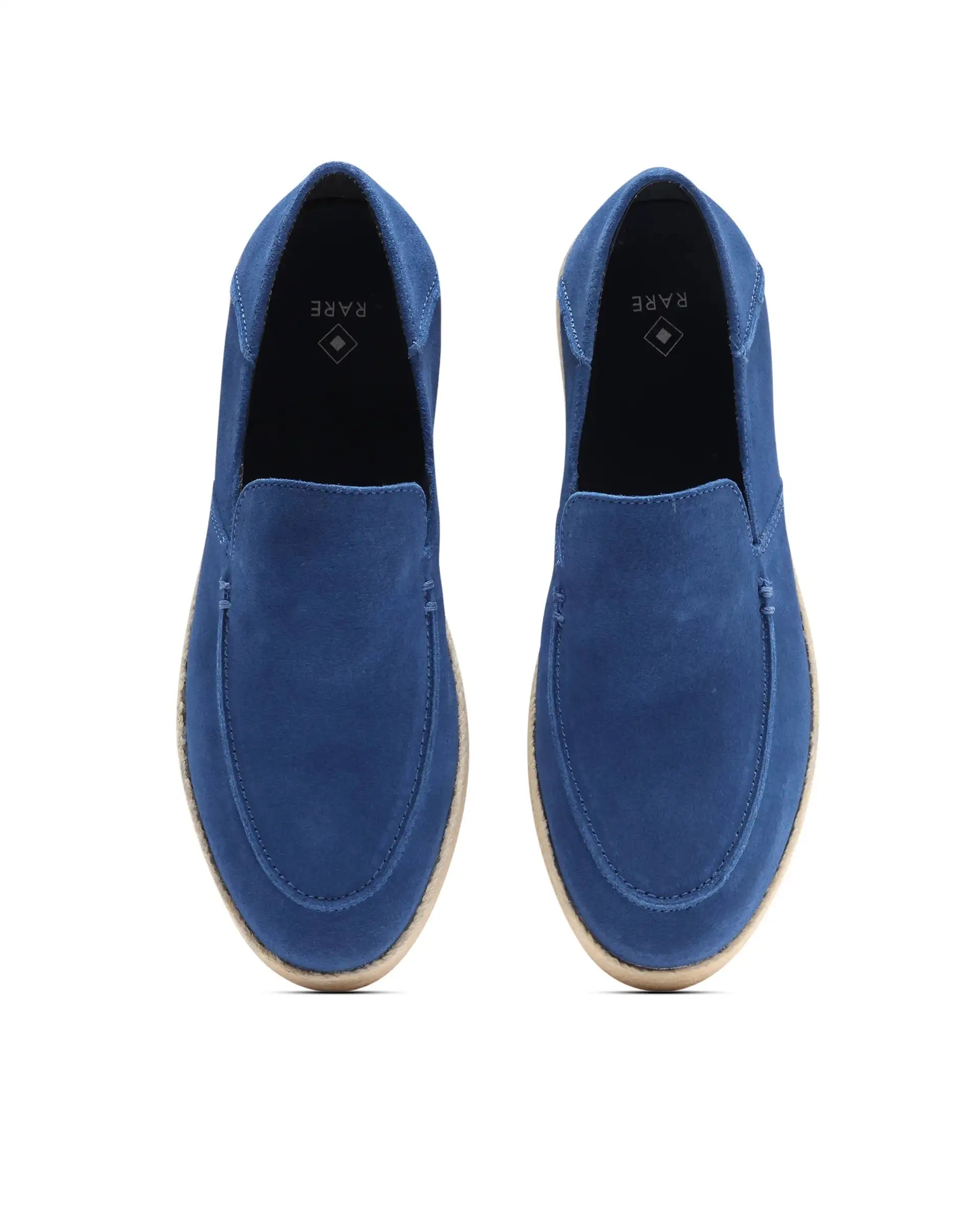 Rare Rabbit Men Havana Ink Blue Suede Leather Slip-On Closure Shoes