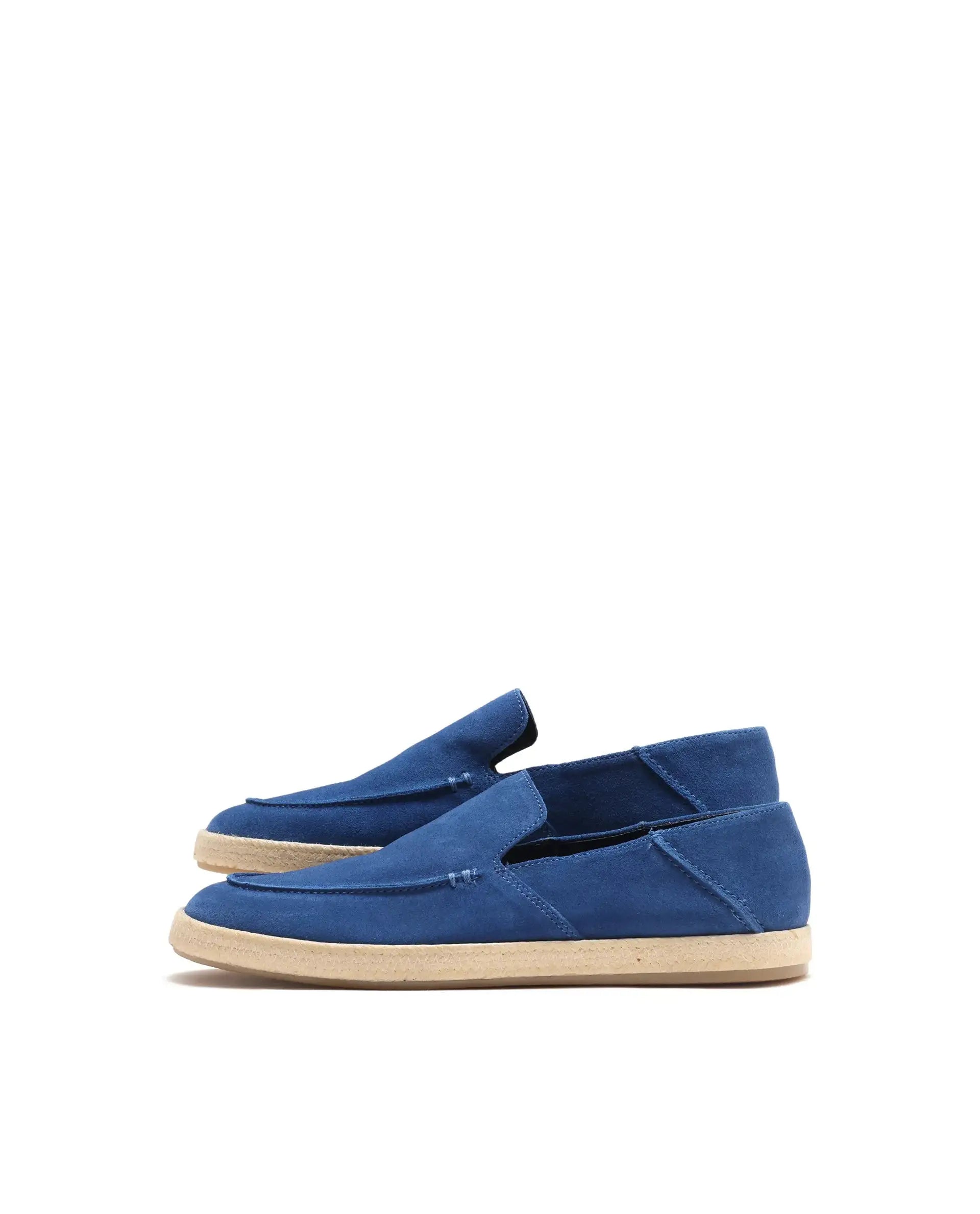 Rare Rabbit Men Havana Ink Blue Suede Leather Slip-On Closure Shoes