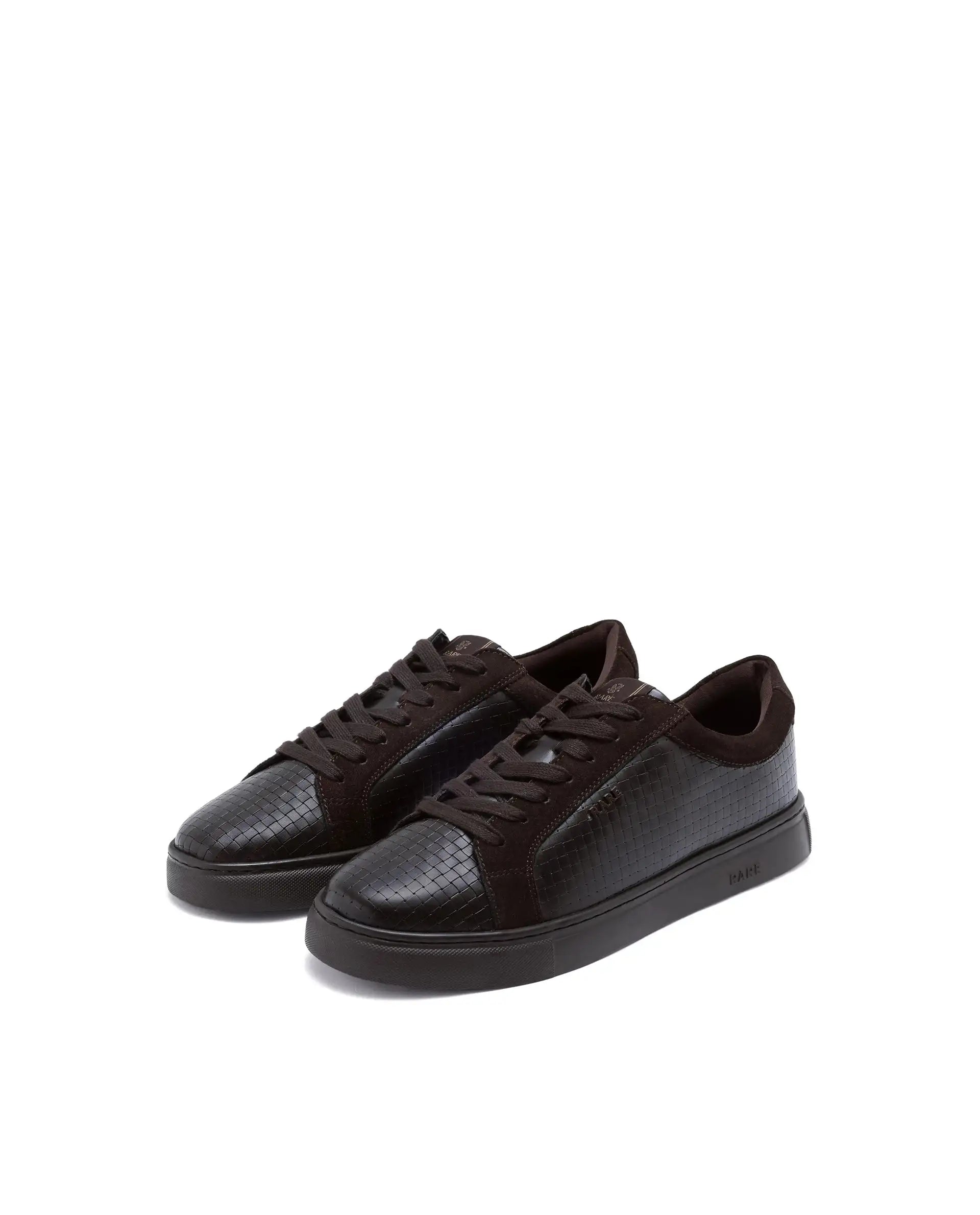 Rare Rabbit Men Herlock Brown Plated Genuine Leather With A Branded Metal Trim Low-Top Lace-Up Sneaker Shoes