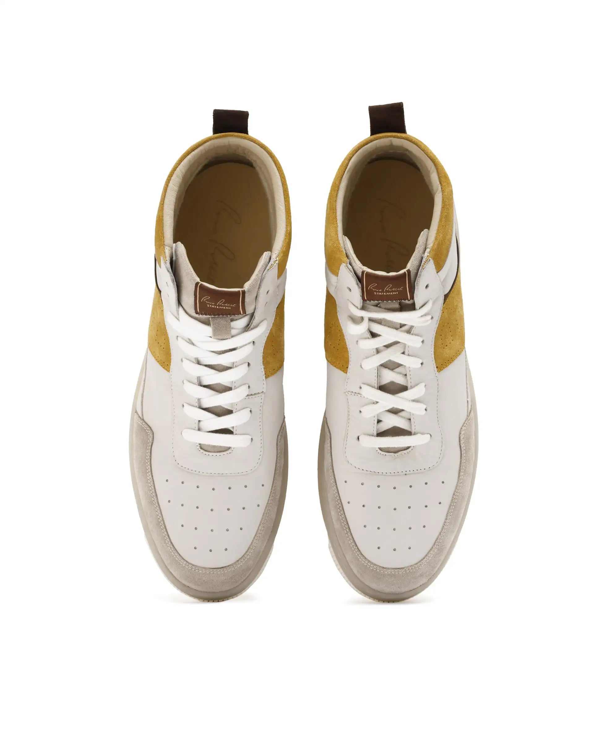 Rare Rabbit Men's Horizon Mustard Suede And Leather High-Top Lace Up Sneaker Shoes