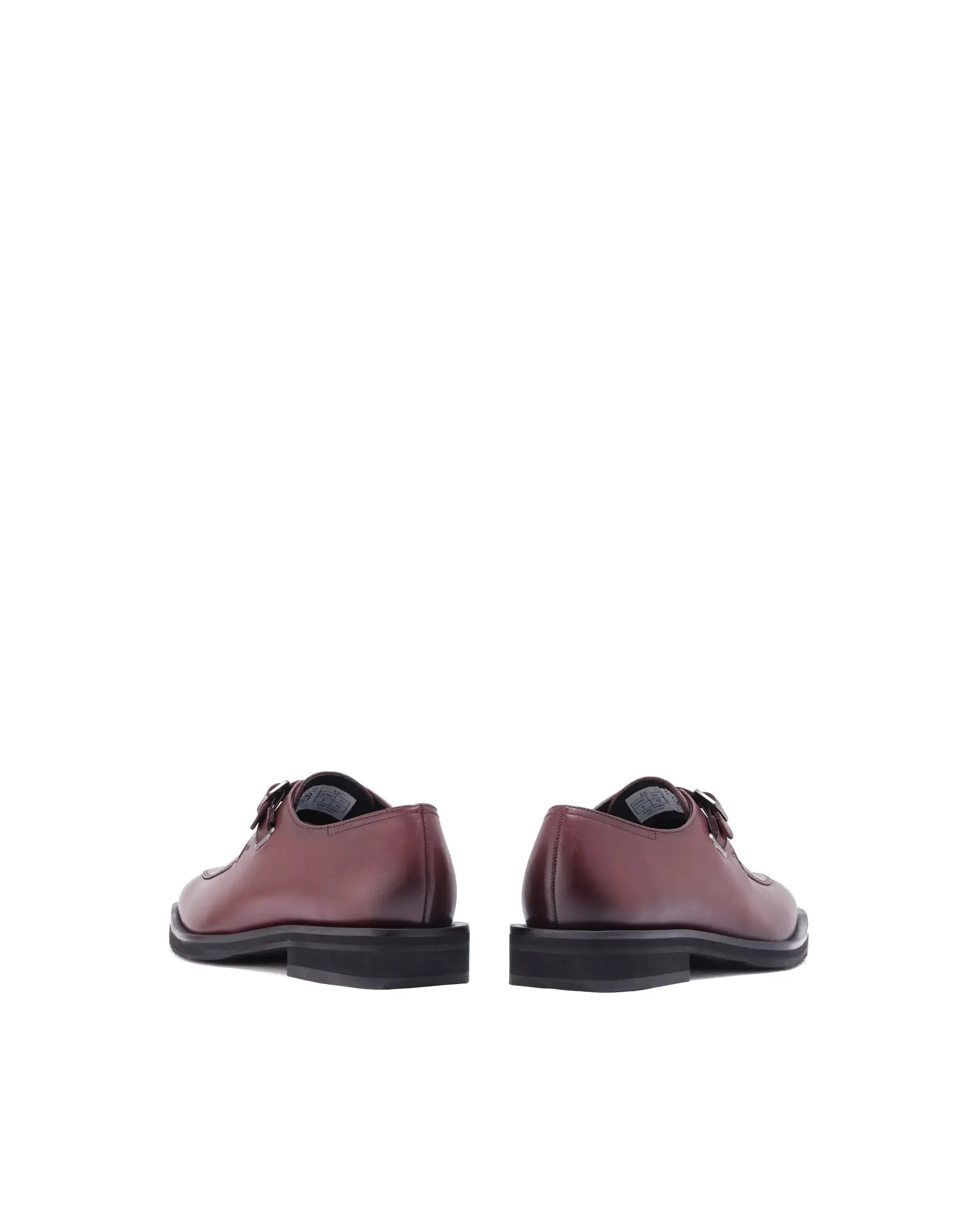 Rare Rabbit Men Kai Maroon Genuine Leather Buckle Strap Slip-On Loafers