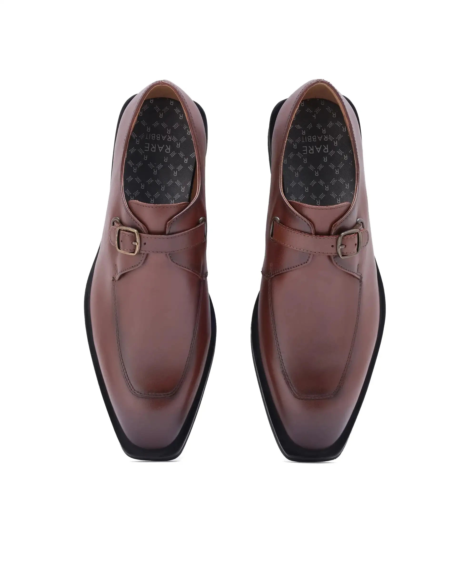 Rare Rabbit Men Kai Tan Genuine Leather Buckle Strap Slip-On Loafers