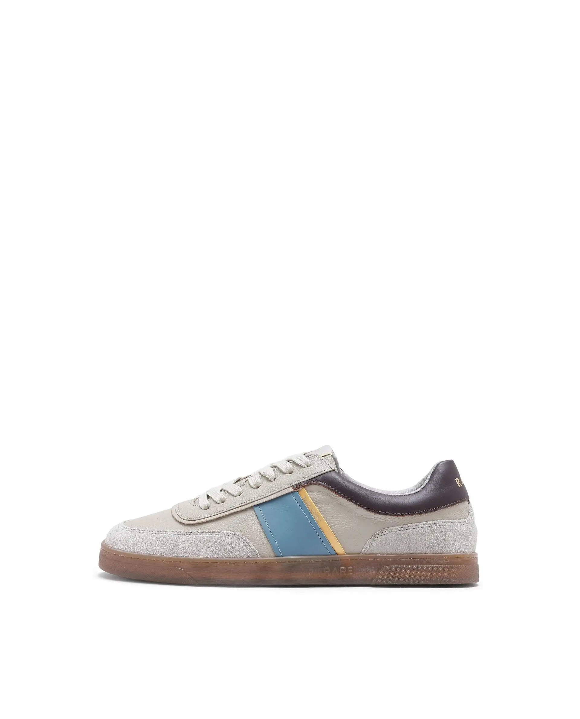 Rare Rabbit Men Kairos Pro Light Grey Premium Suede Leather Low-Top Lace-Up Sneaker Shoes