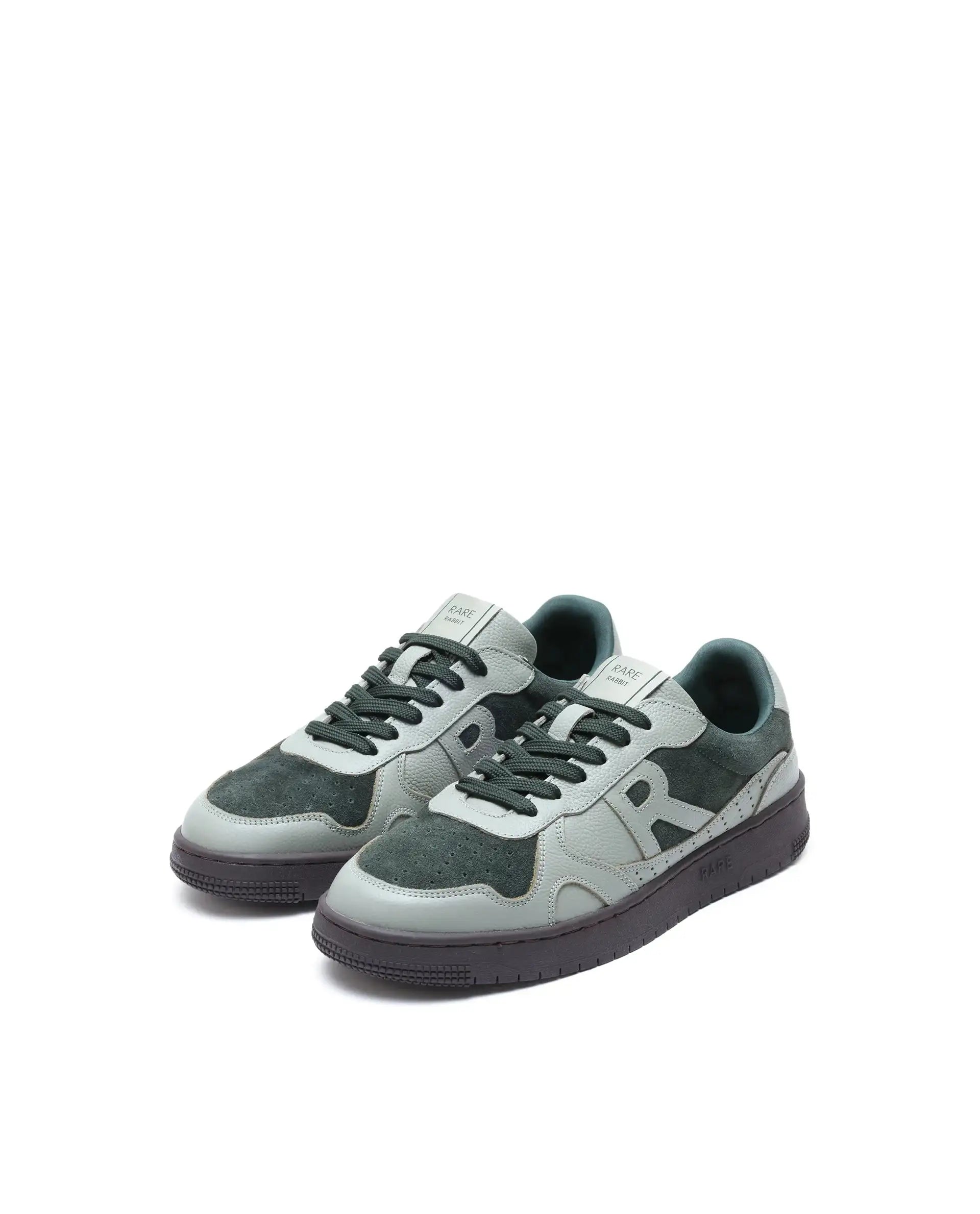 Rare Rabbit Men's Kelp Green Micro Fiber Leather Sneaker