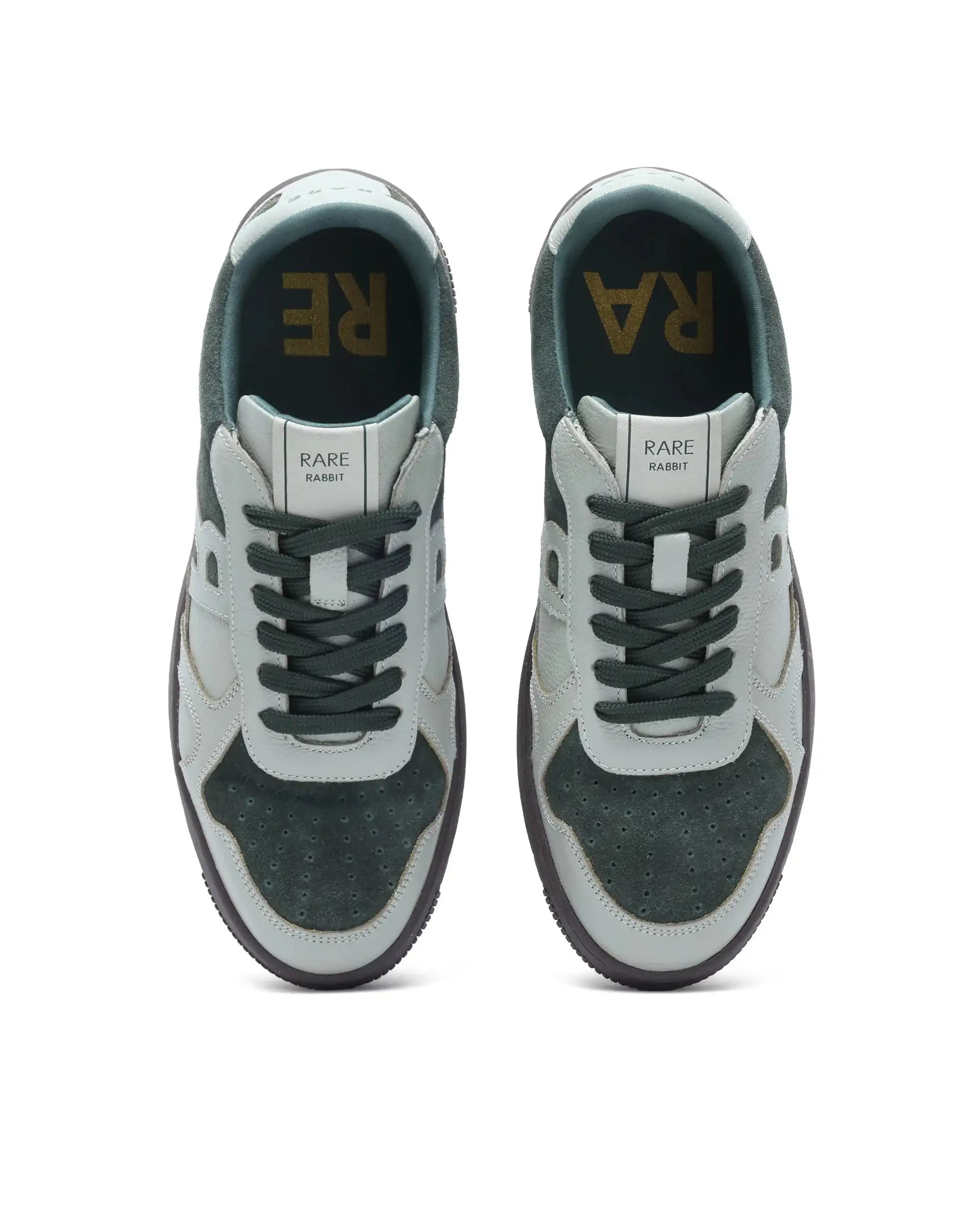 Rare Rabbit Men's Kelp Green Micro Fiber Leather Sneaker