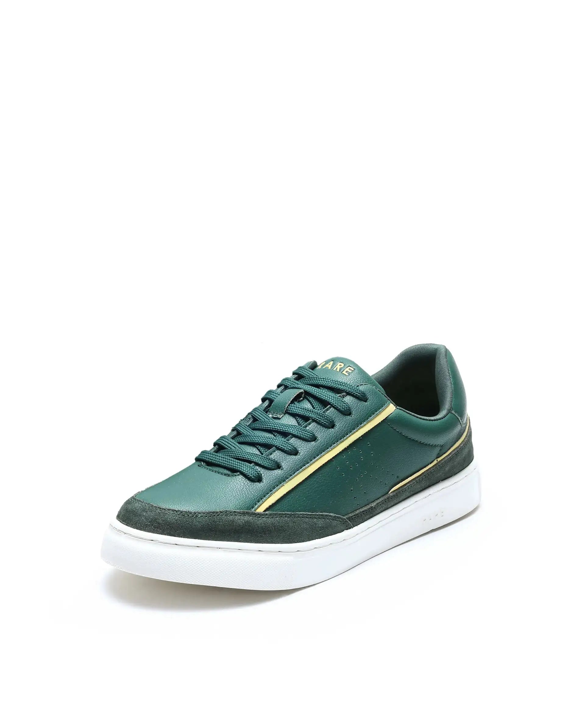 Rare Rabbit Men's Kennen Dark Green Micro Fiber Causal Sneaker