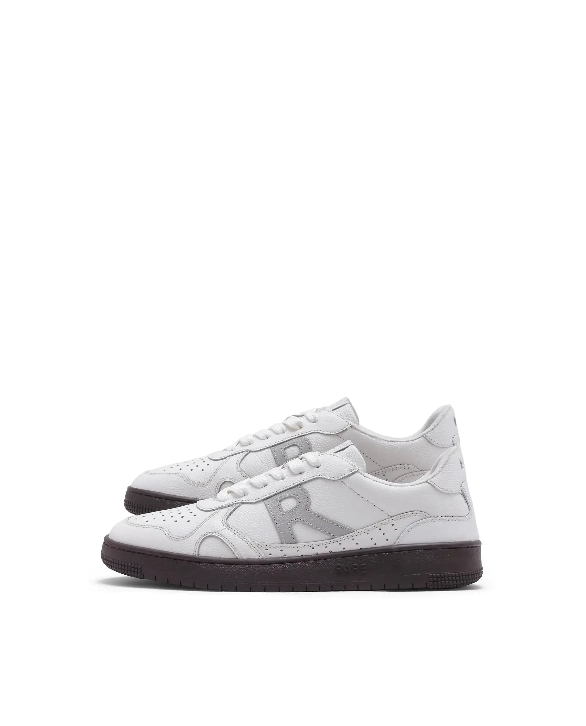 Rare Rabbit Men's Kepler White Genuine Leather Low-Top Lace-Up Sneaker Shoes