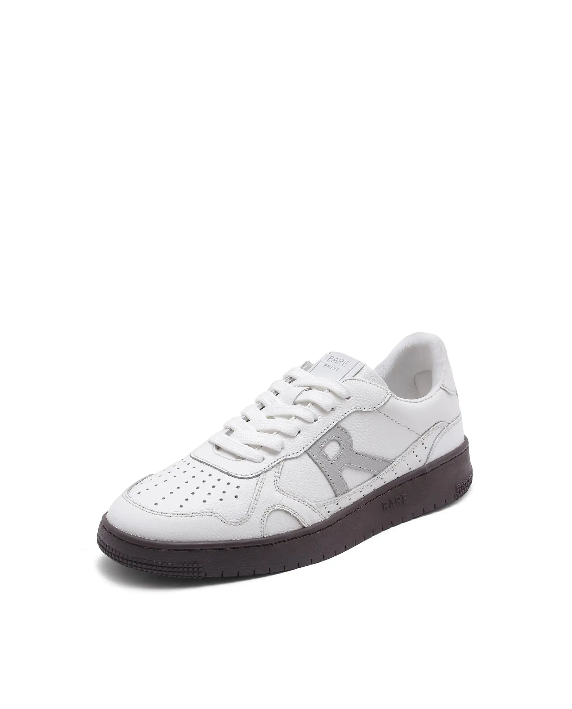 Rare Rabbit Men's Kepler White Genuine Leather Low-Top Lace-Up Sneaker Shoes
