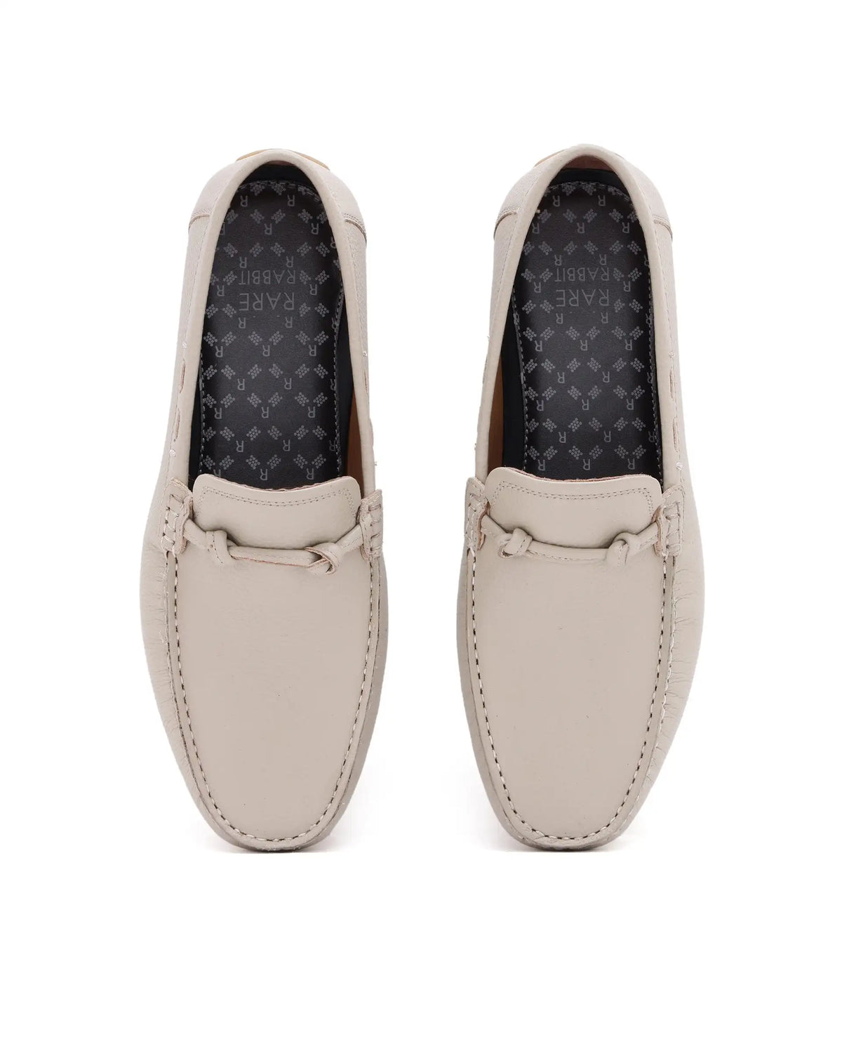 Rare Rabbit Men's Knott Beige Slip-On Genuine Milled Leather Driving Mocassin