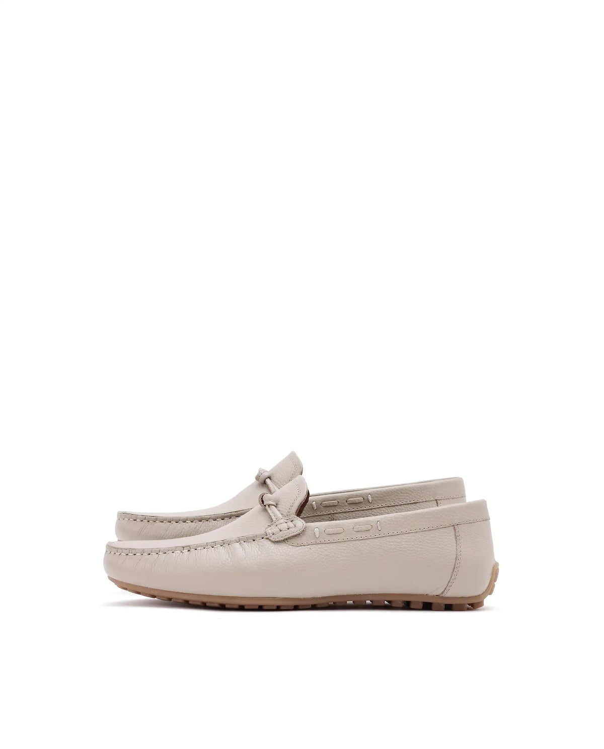 Rare Rabbit Men's Knott Beige Slip-On Genuine Milled Leather Driving Mocassin
