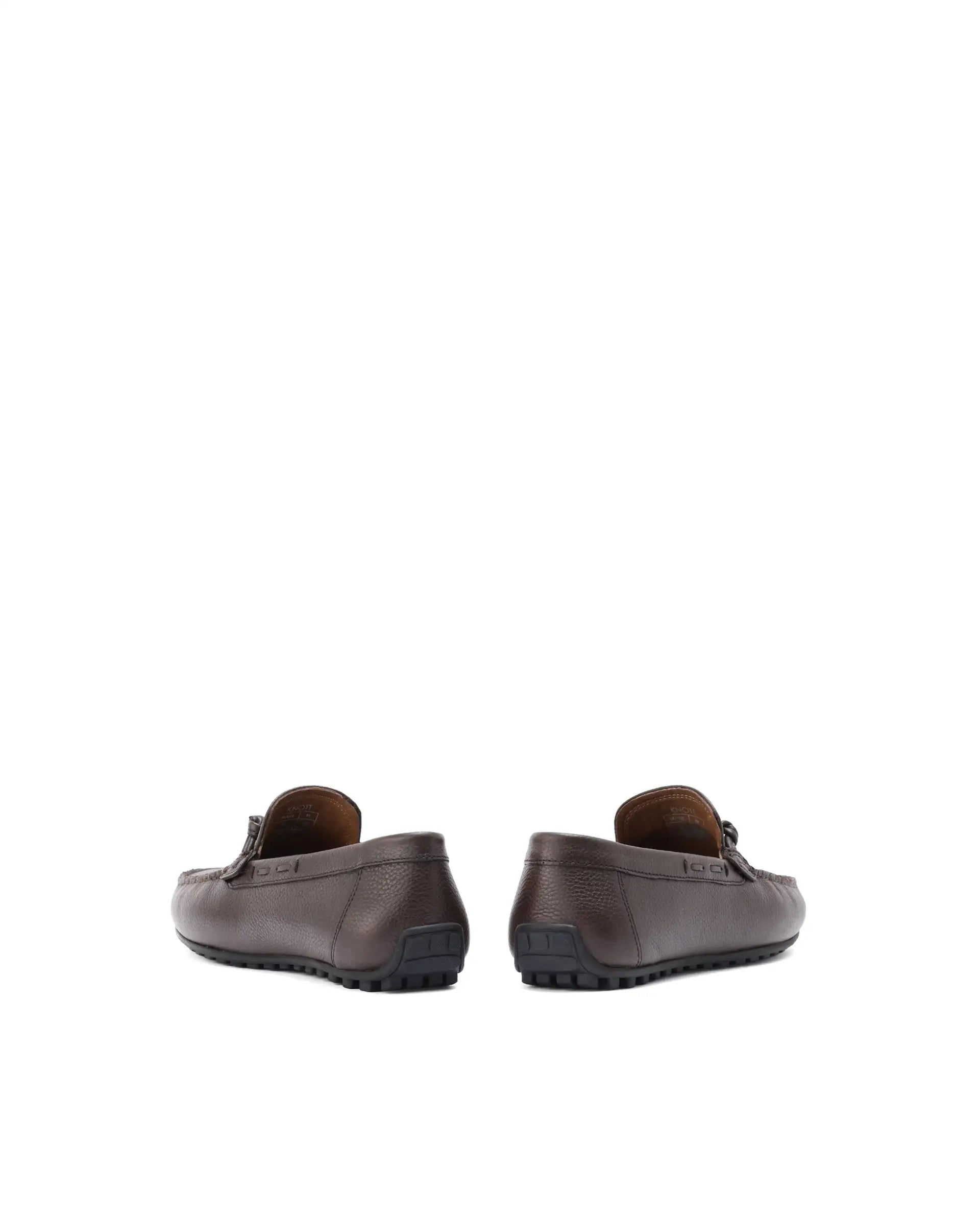 Rare Rabbit Men's Knott Brown Slip-On Genuine Milled Leather Driving Mocassin