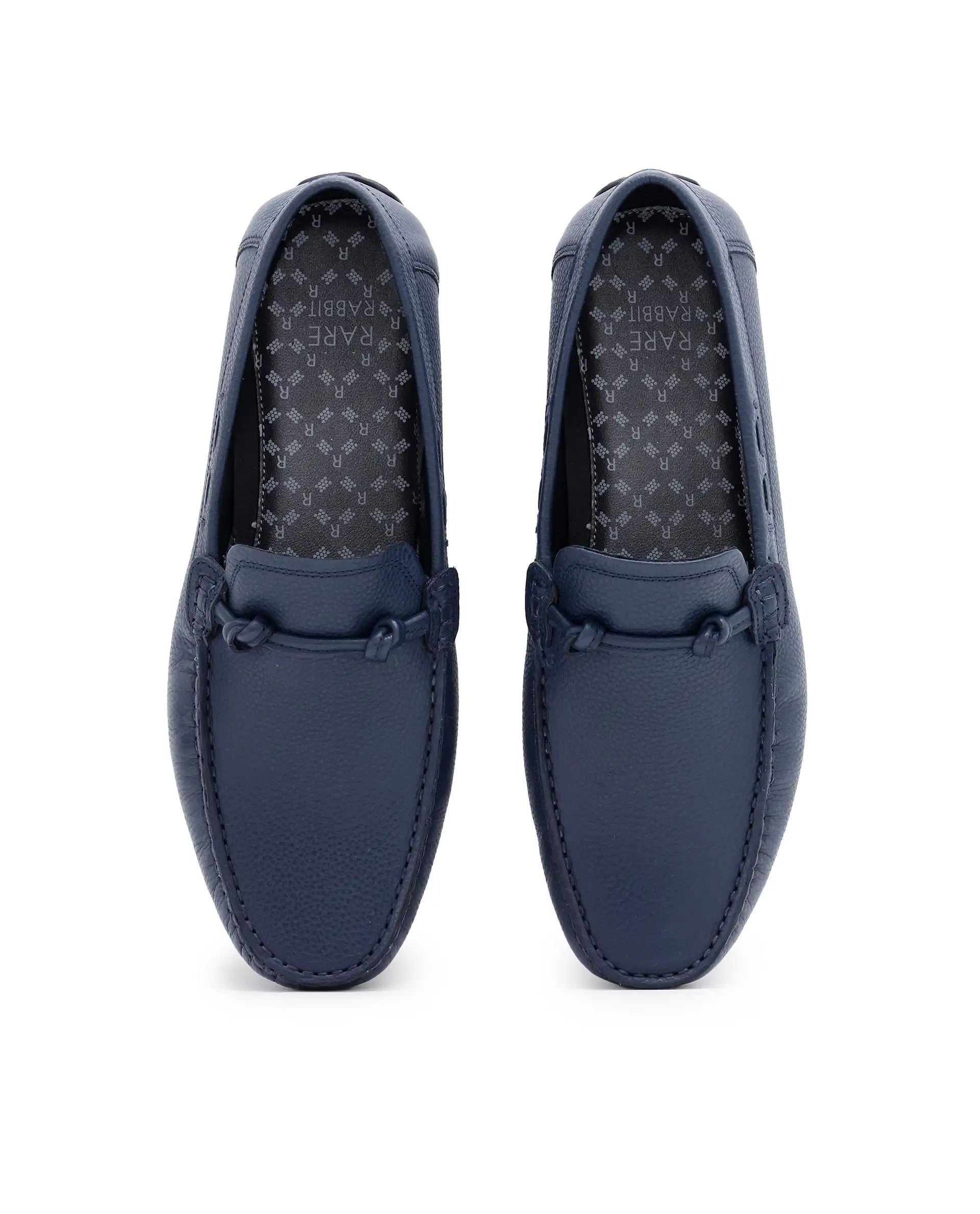 Rare Rabbit Men's Knott Navy Slip-On Genuine Milled Leather Driving Mocassin