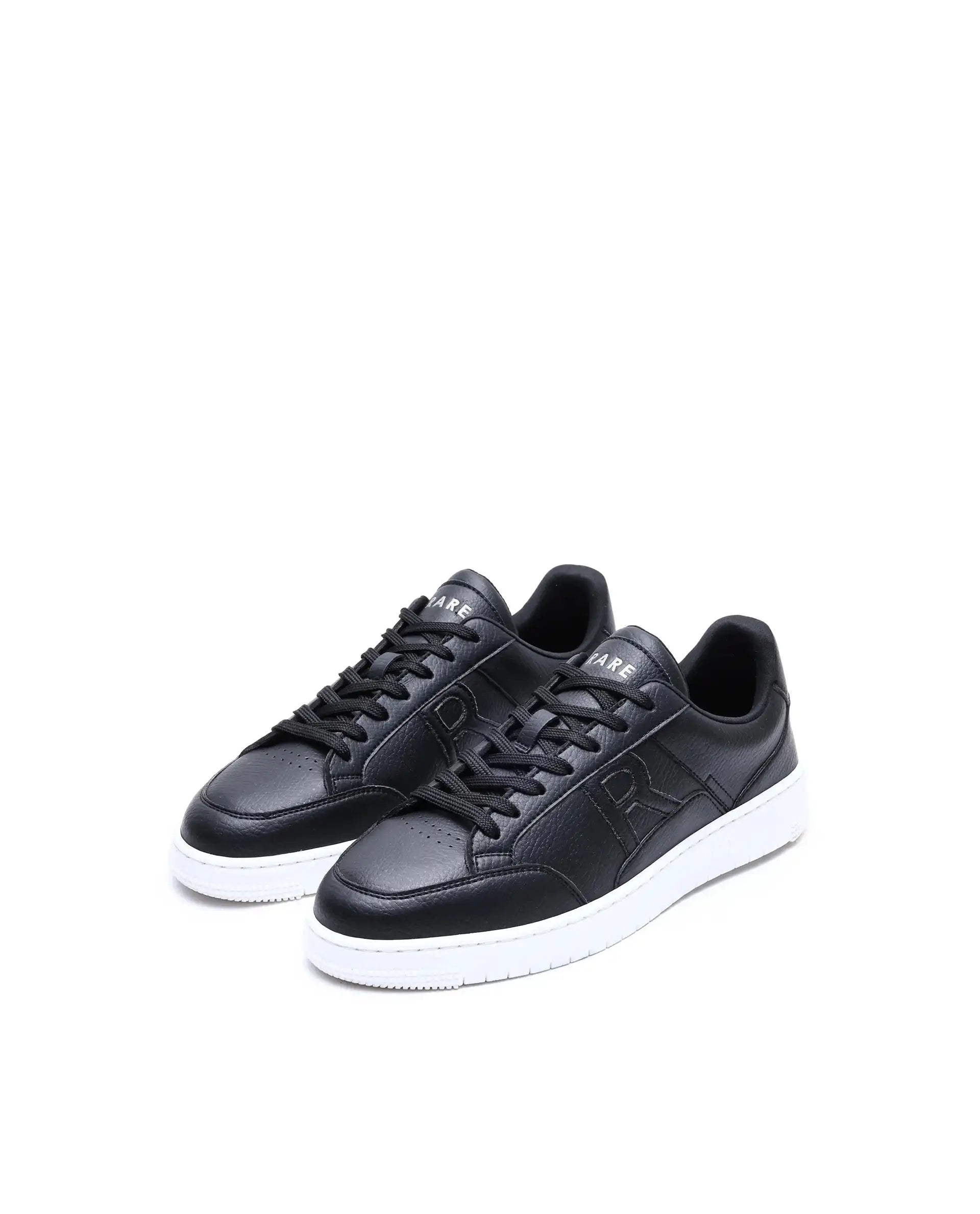 Rare Rabbit Men's Lino Black/White Micro Leather Sneaker