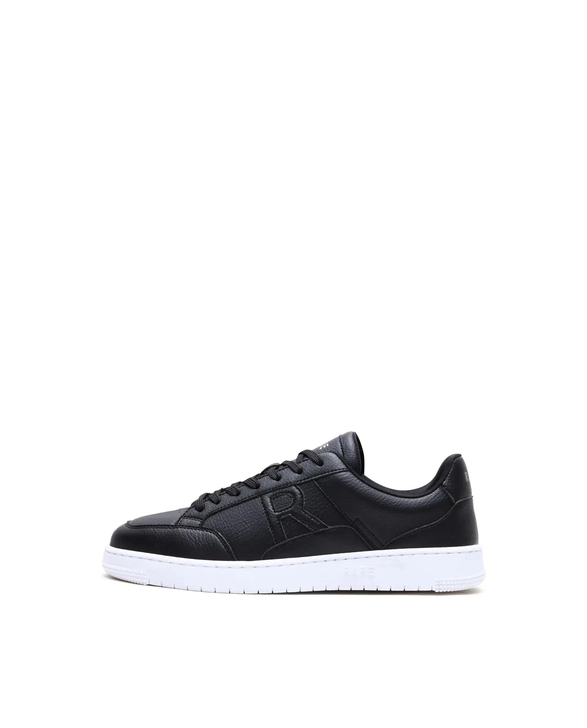 Rare Rabbit Men's Lino Black/White Micro Leather Sneaker