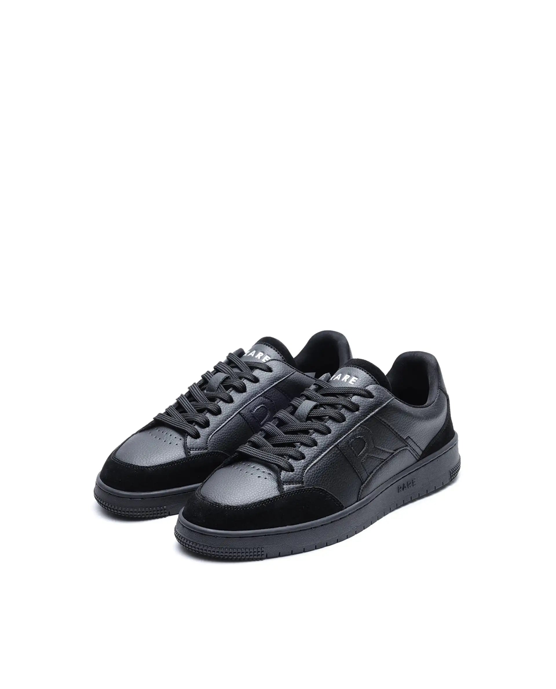 Rare Rabbit Men's Lino Black Micro Leather Sneaker