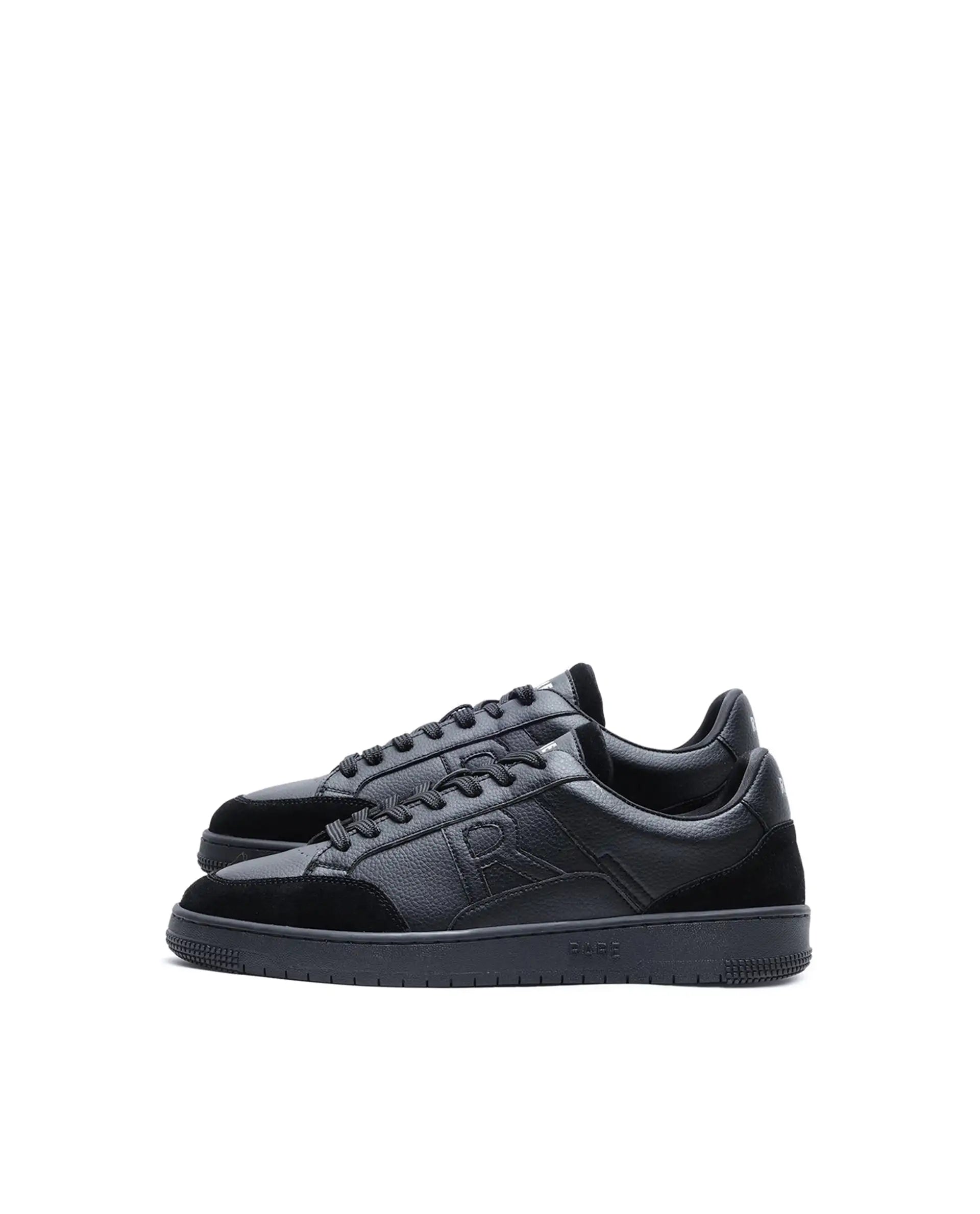 Rare Rabbit Men's Lino Black Micro Leather Sneaker